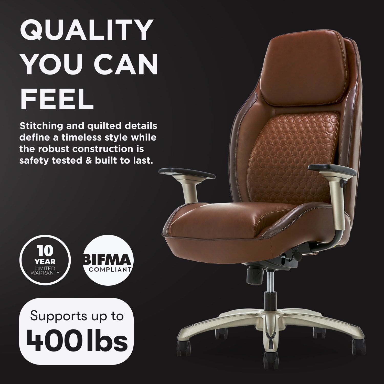 Shaquille O Neal Zephyrus Ergonomic Bonded Leather High Back Executive Office Chair BrownSilver PopularChairscom