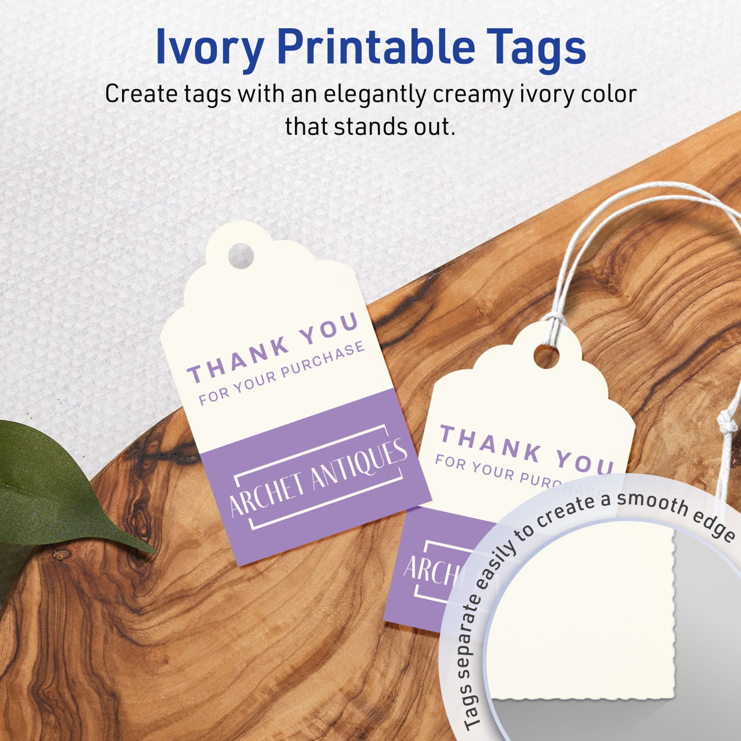 Avery Printable Tags With Sure Feed Technology, Print-To-The-Edge, 2inx1.25in, Matte Ivory, Pack Of 450 - Image 3