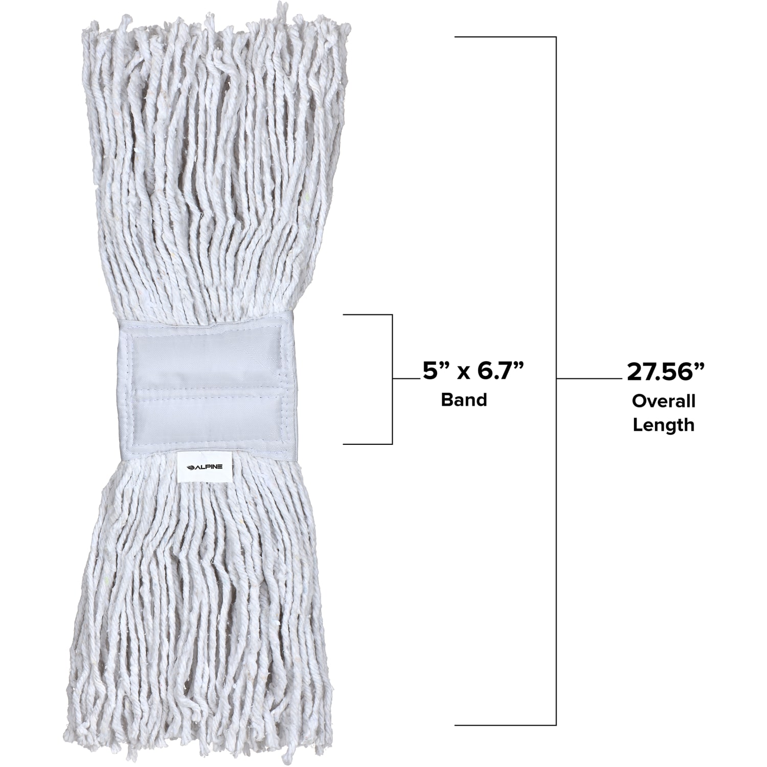Alpine Industries Cotton Cut-End Mop Heads With 5in Bands, 32 Oz, White, Set Of 12 Heads - Image 4