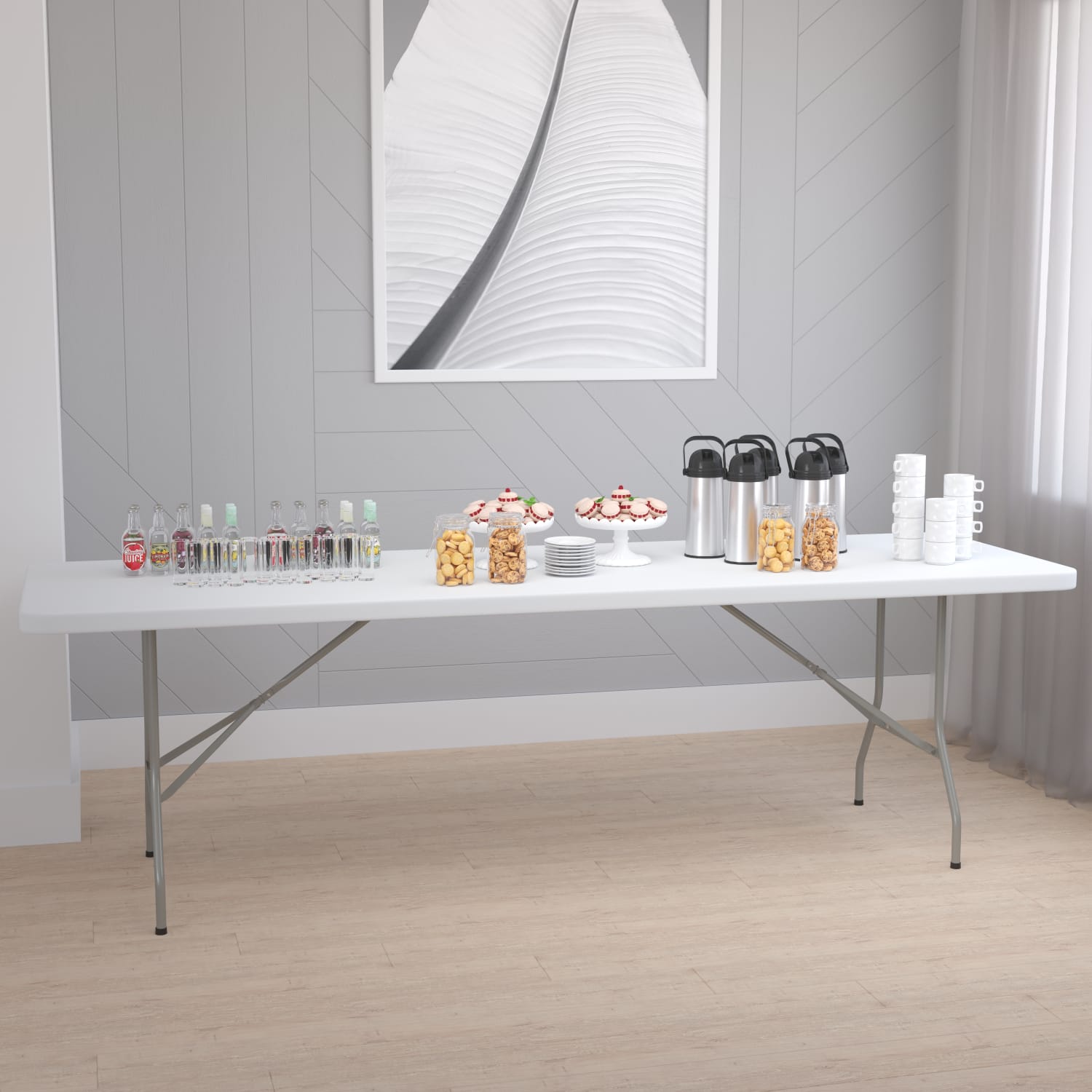 Flash Furniture 8-Foot Granite White Plastic Folding Table, Granite White