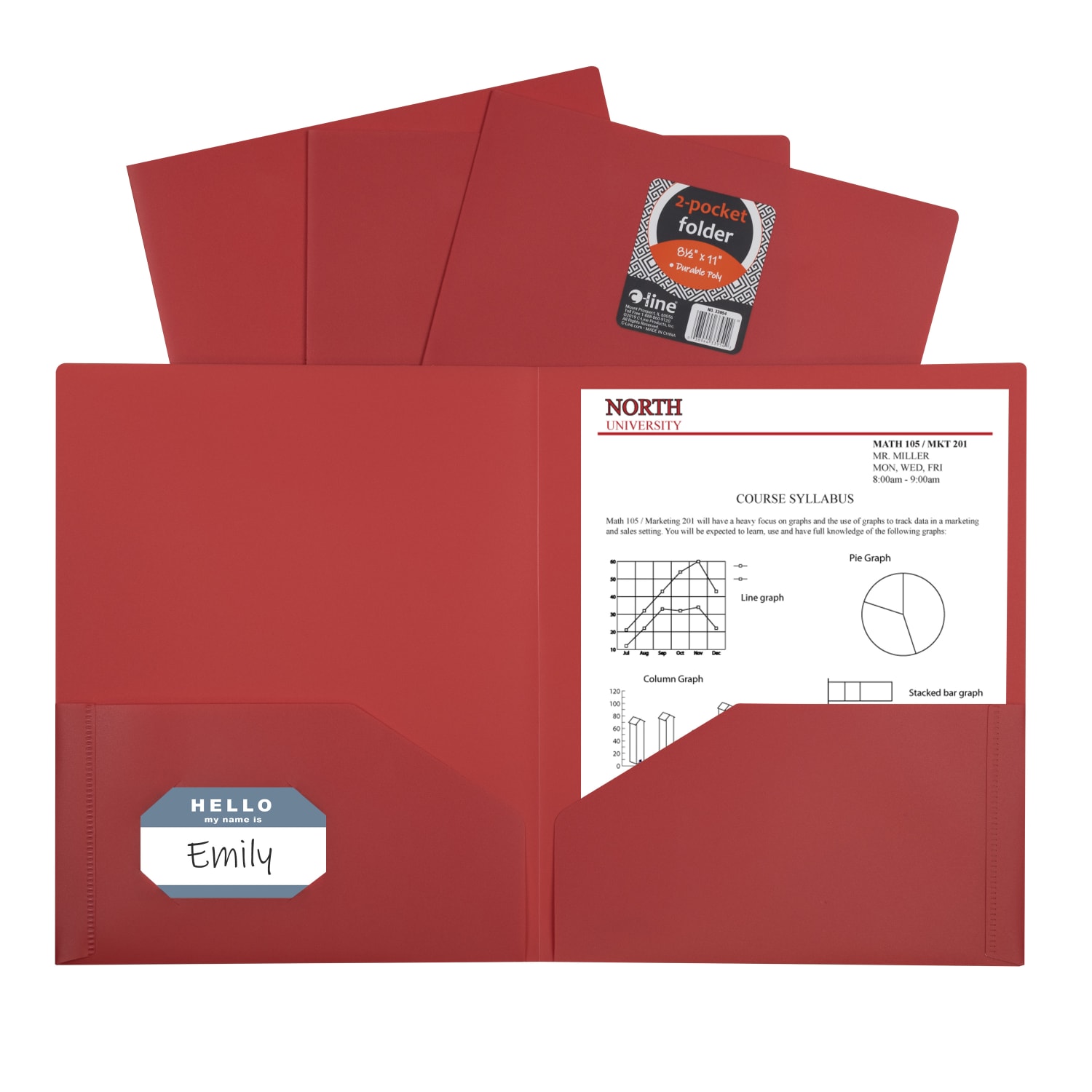 C-Line 2-Pocket Poly Portfolios, Letter Size, Red, Pack Of 25 Portfolios - Image 3