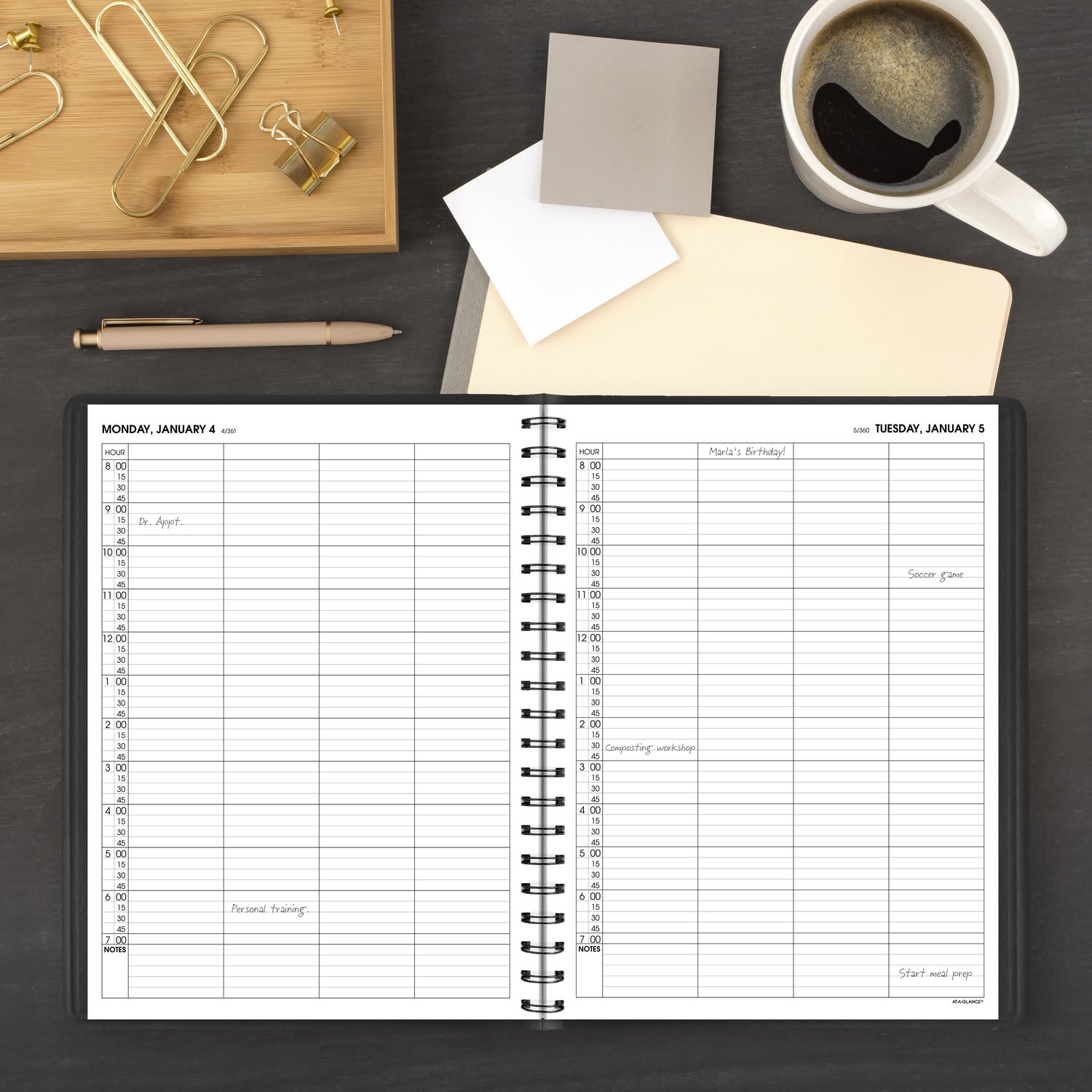 AT-A-GLANCE 2027 Four Person Daily Appointment Book, Black, Large, 8in x 11in - Image 3