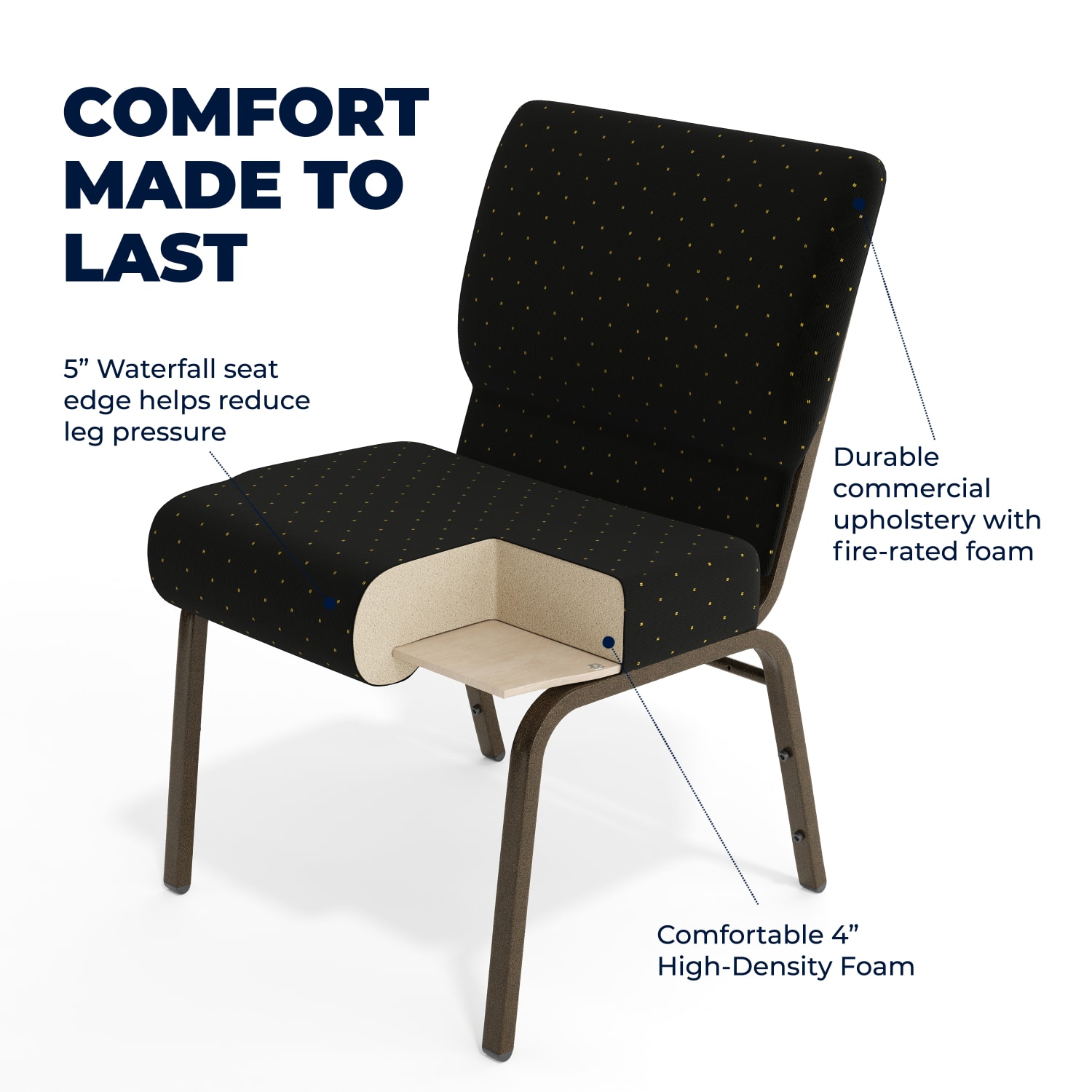Flash Furniture HERCULES Series Stacking Church Chair Black DotGold Vein PopularChairscom