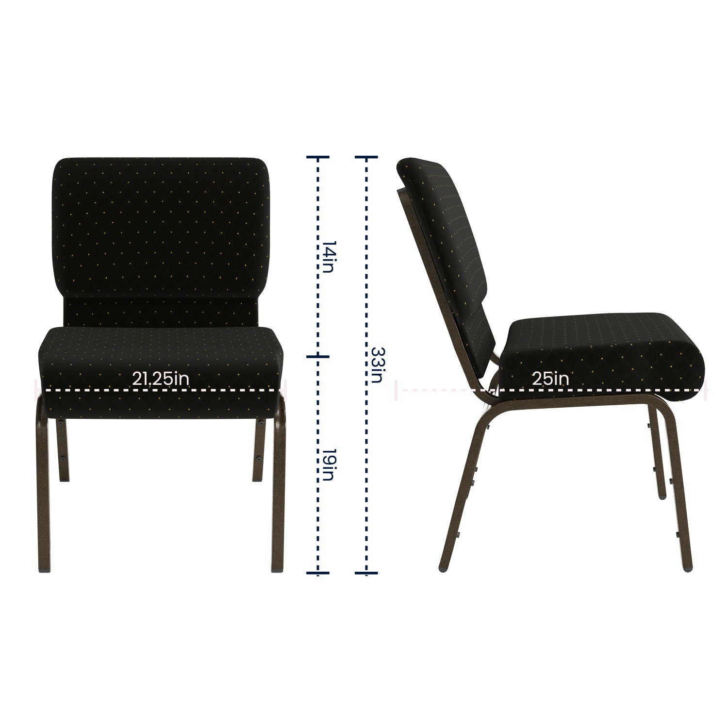Flash Furniture HERCULES Series Stacking Church Chair, Black Dot/Gold Vein - Image 8