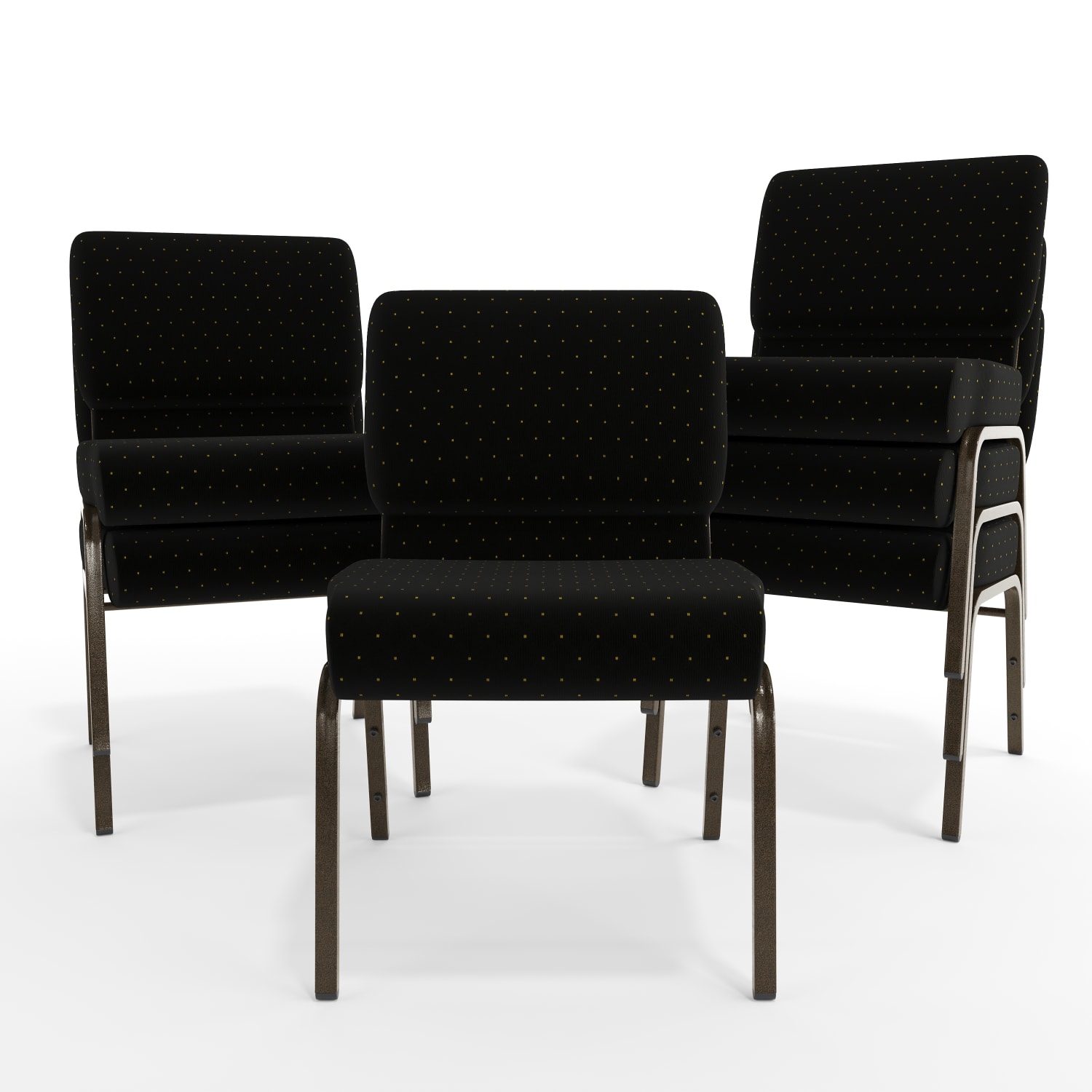 Flash Furniture HERCULES Series Stacking Church Chair, Black Dot/Gold Vein - Image 12