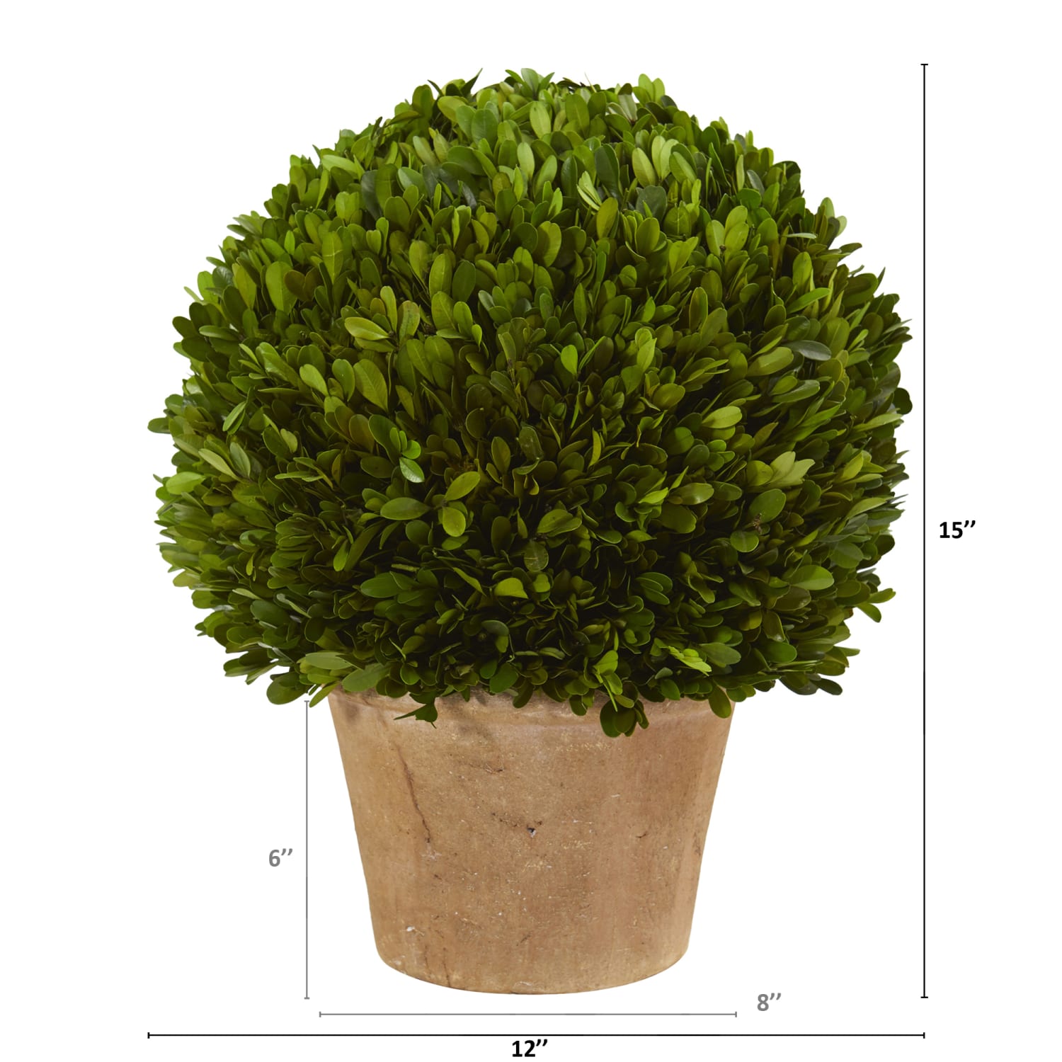 Nearly Natural Boxwood Ball 15inH Plastic Preserved Plant With Planter, 15inH x 12inW x 12inD, Green - Image 3