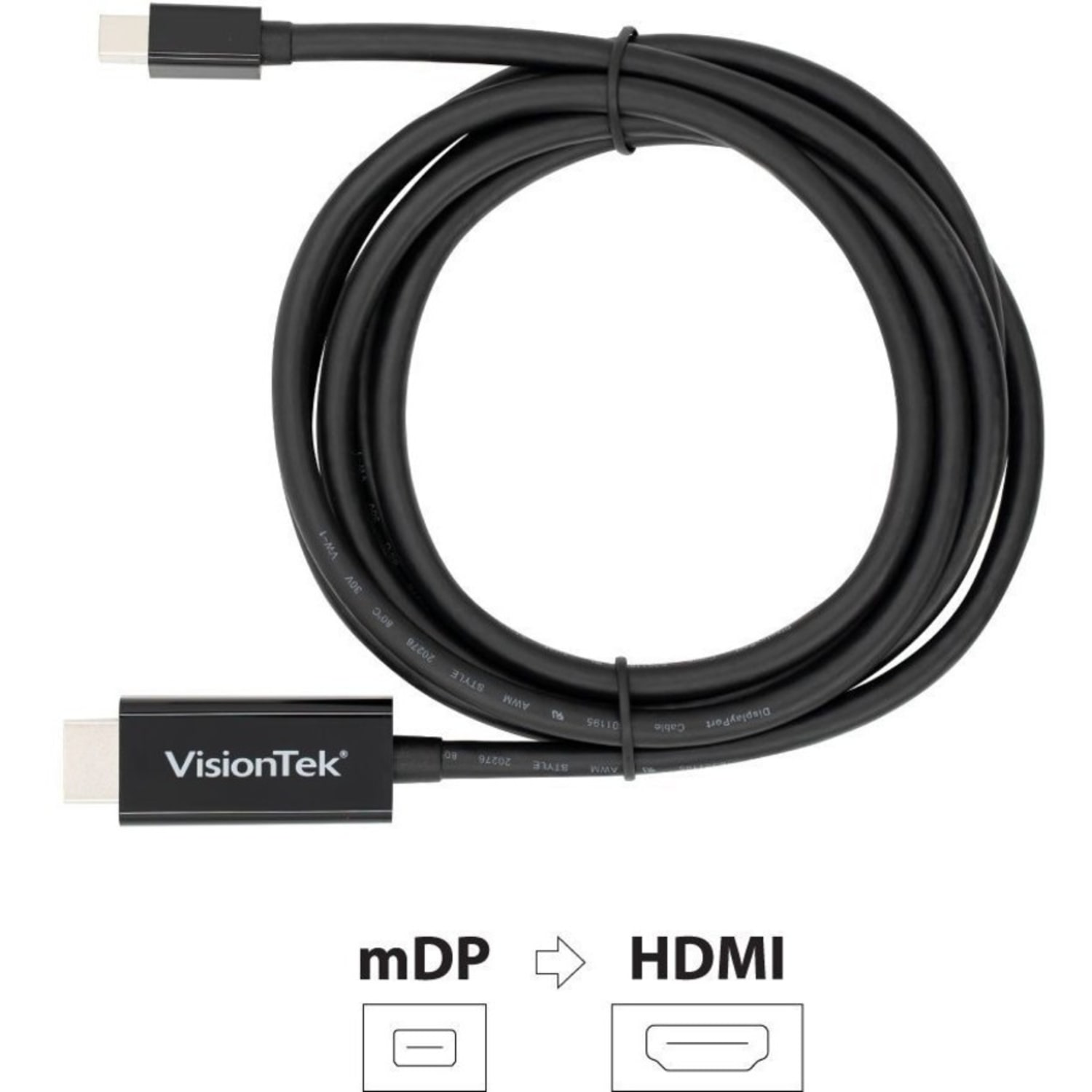 VisionTek Mini DisplayPort to HDMI 2.0 Active Cable (M/M) 4K @ 60Hz - Mini DisplayPort to HDMI Active Cable - mDP to HDMI Cable 2 Meter 6.6 Ft Male to Male UHD 4K (3840x2160) 60 Hz - Image 4