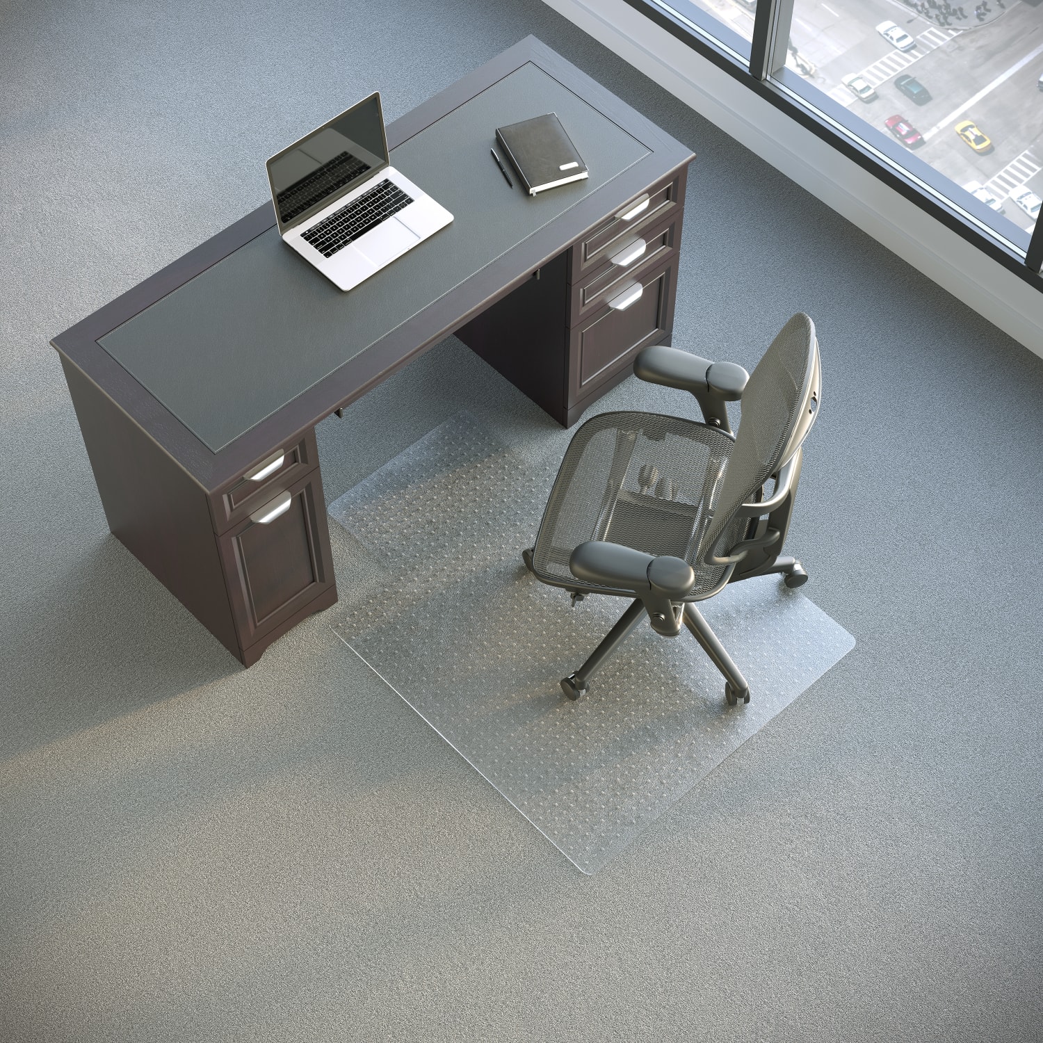 Realspace Advantage Commercial Pile Chair Mat with Lip, 36in x 48in, Clear - Image 3