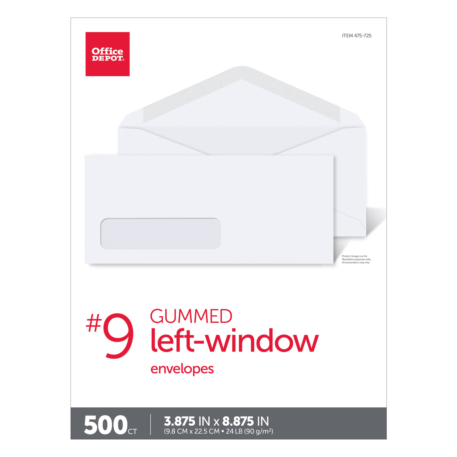 Office Depot Brand Envelopes, Left Window, 3-7/8in x 8-7/8in, Gummed Seal, White, Box Of 500 - Image 5