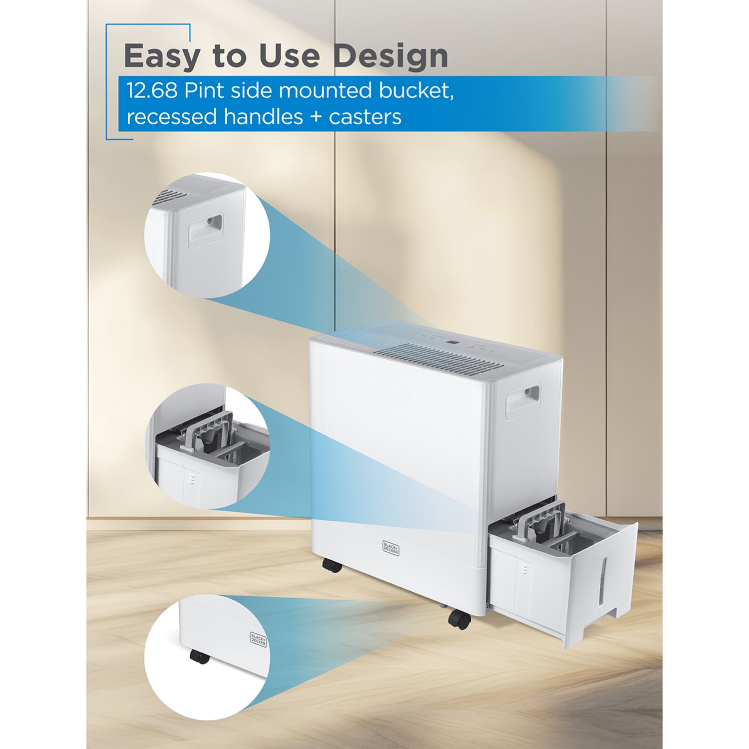 BLACK+DECKER Portable Dehumidifier, 50 Pints With Pump, 24-1/4inH x 15-7/16inW x 11-1/8inD - Image 6
