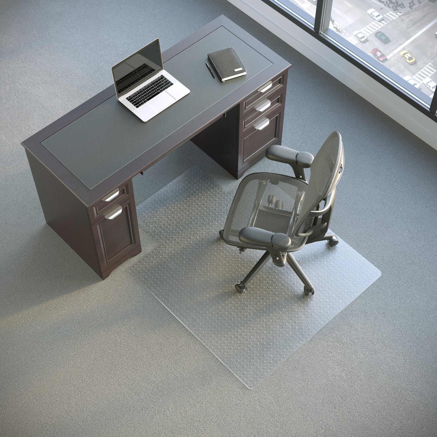Realspace Advantage Commercial Pile Chair Mat, Wide Lip, 45in x 53in, Clear - Image 3