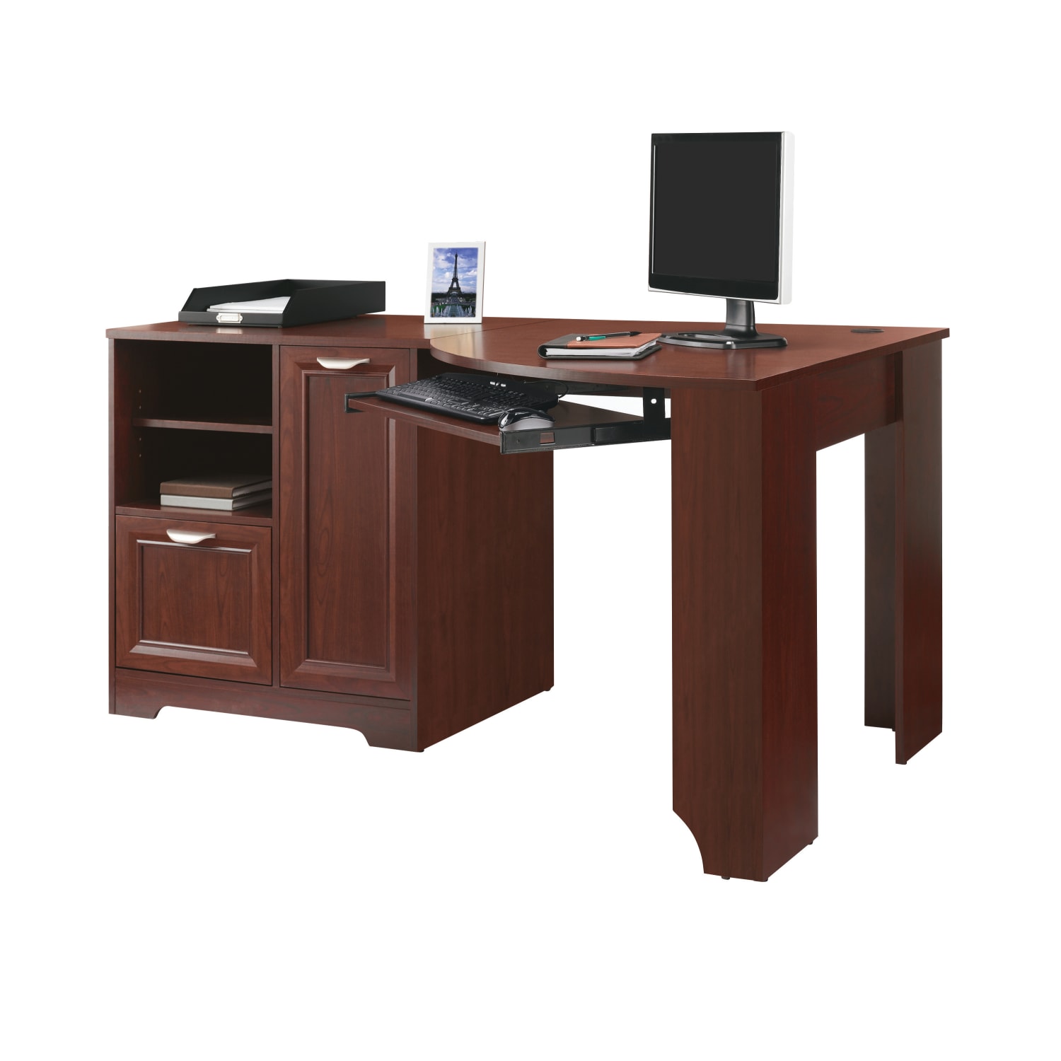 Realspace Magellan 60inW Corner Computer Desk, Classic Cherry
