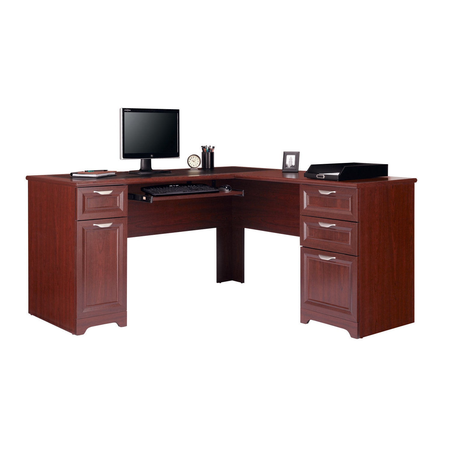 Realspace® Magellan 59W LShape Corner Desk Classic Cherry PopularChairscom Realspace® Magellan 59W L Shape Corner Desk Classic Cherry PopularChairscom