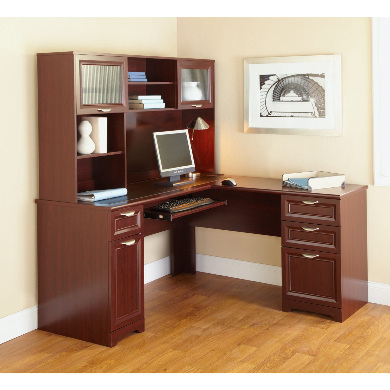 Realspace Magellan 59inW L-Shape Corner Computer Desk, Classic Cherry - Image 4