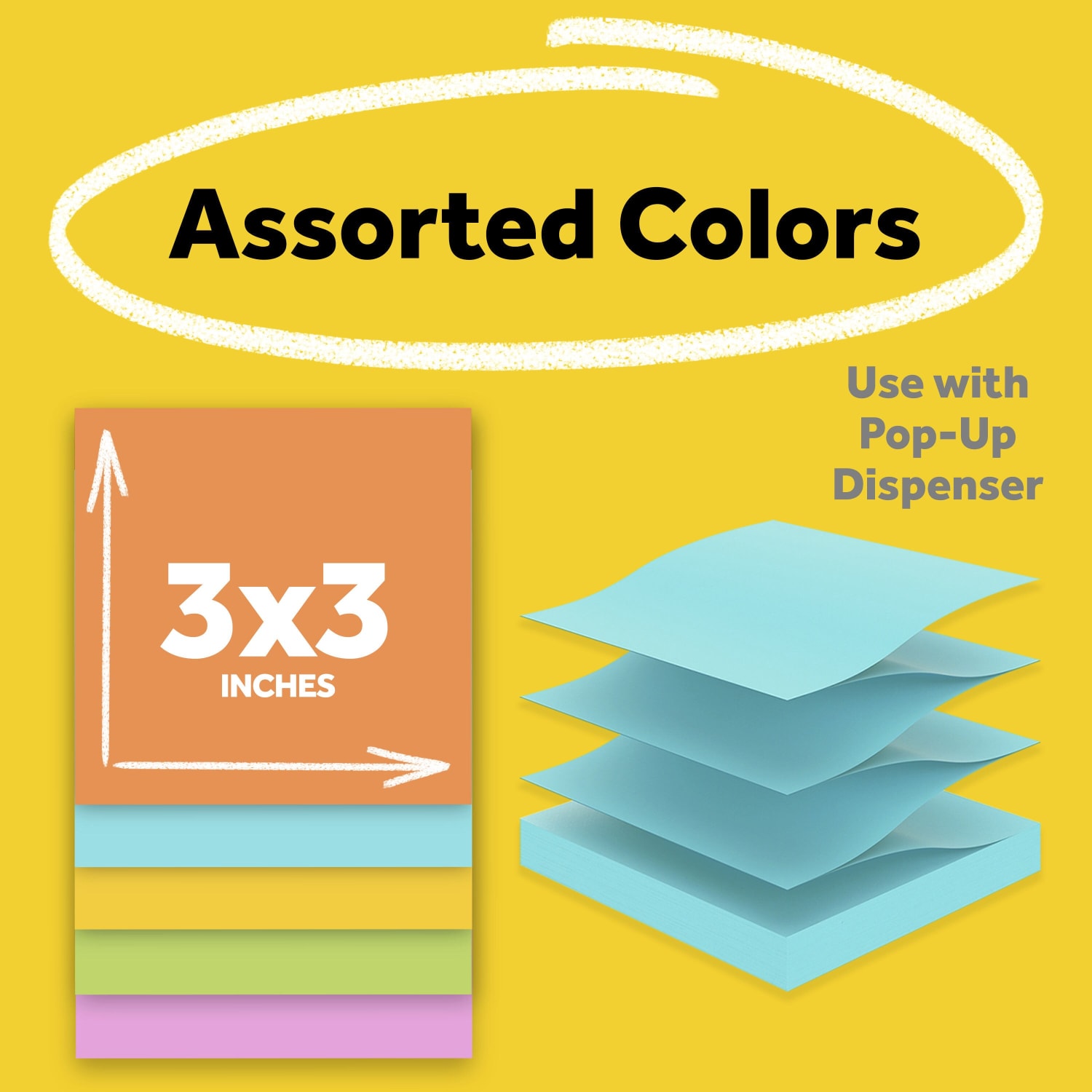 Post-it Sticky Pop-Up Notes, 3 in x 3 in, 12 Pads, 100 Sheets/Pad, School and Office Supplies - Image 3