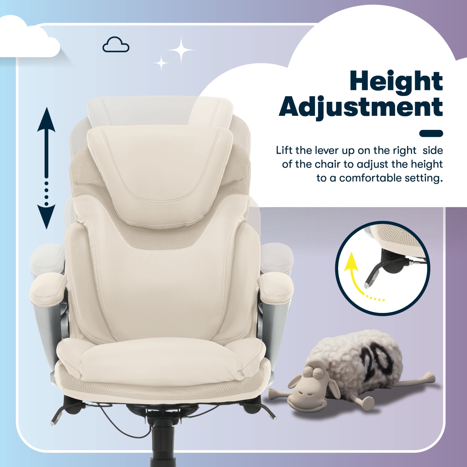SertaAIR Health Wellness Ergonomic Bonded Leather HighBack Executive Office Chair Cream PopularChairscom SertaAIR Health Wellness Ergonomic Bonded Leather High Back Executive Office Chair Cream PopularChairscom