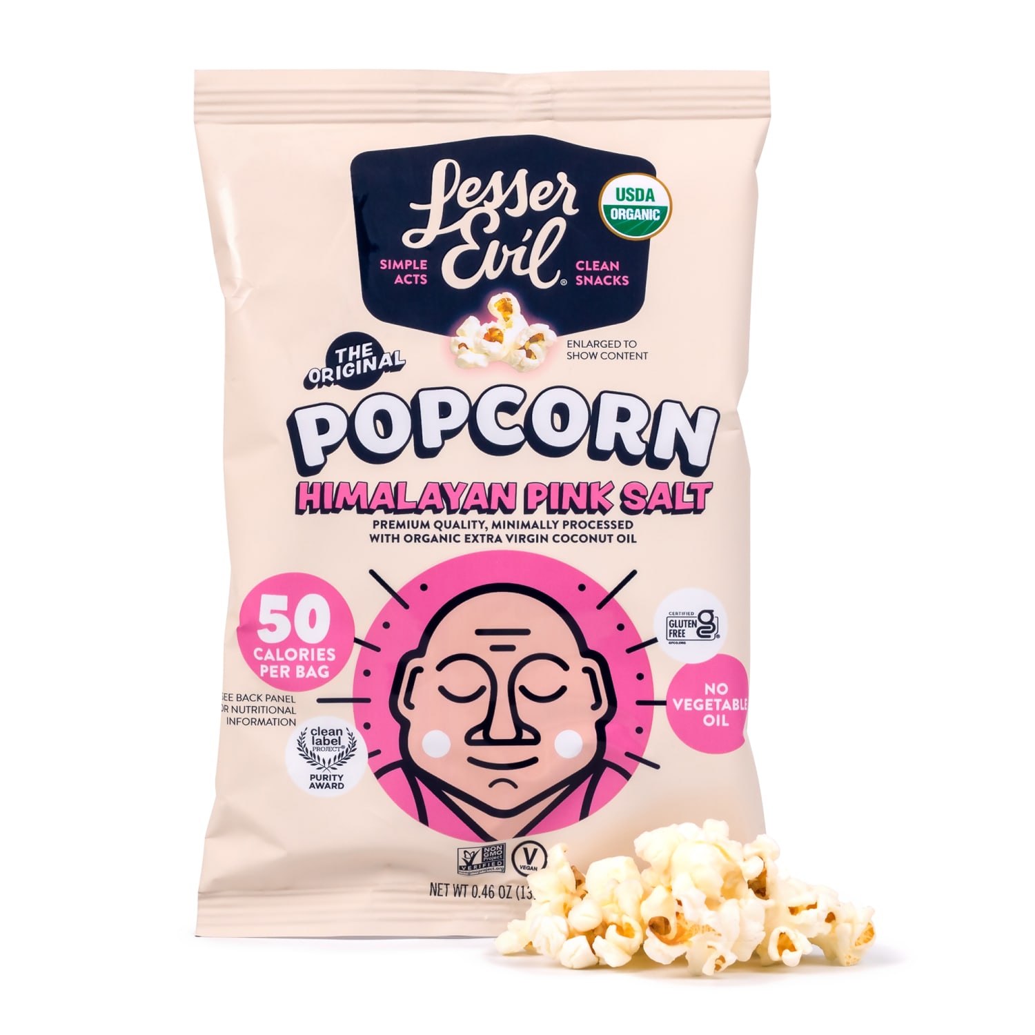 LesserEvil Himalayan Pink Salt Organic Popcorn, 0.46 Oz, Pack Of 24 Bags - Image 4