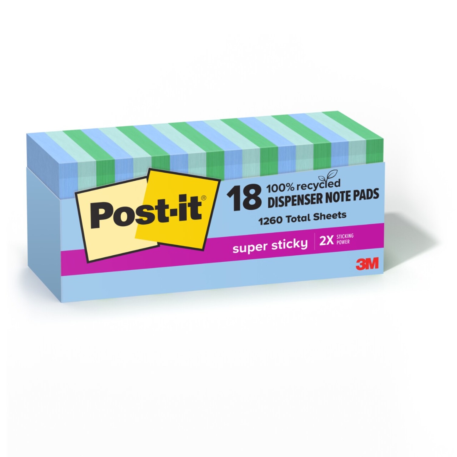 Post-it Super Sticky Pop Up Notes, 3 in x 3 in, 18 Pads, 70 Sheets/Pad, 2x the Sticking Power, Oasis Collection - Image 3