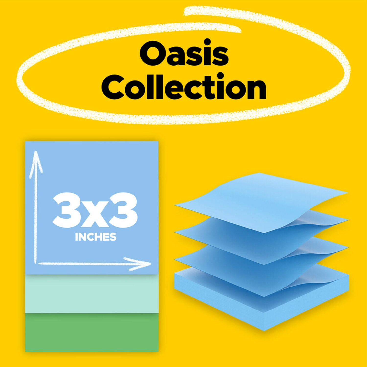 Post-it Super Sticky Pop Up Notes, 3 in x 3 in, 18 Pads, 70 Sheets/Pad, 2x the Sticking Power, Oasis Collection - Image 4