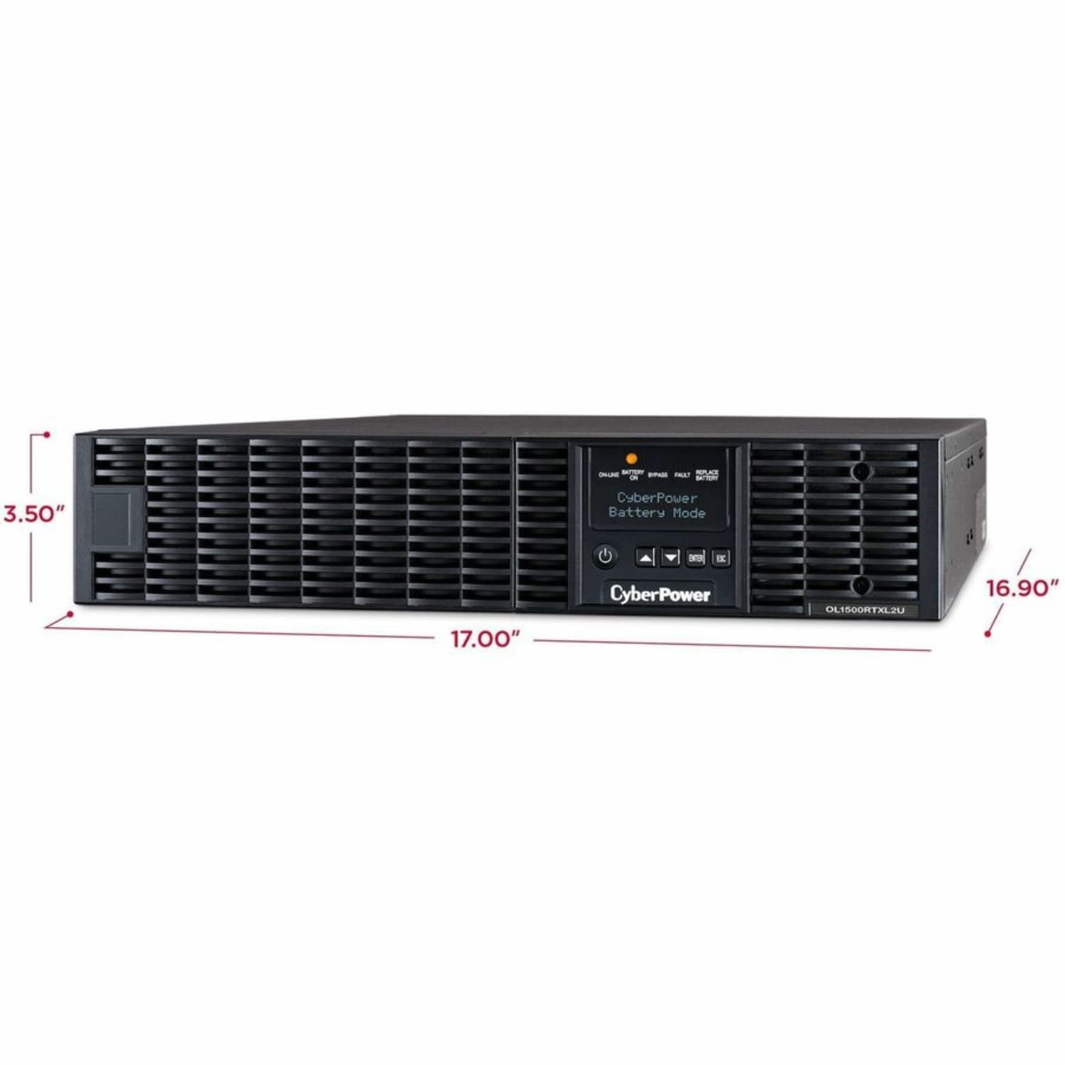 CyberPower OL1500RTXL2U Smart App Online UPS Systems - 1500VA/1350W, 100 - 125 VAC, NEMA 5-15P, 2U, Rack/Tower, 8 Outlets, LCD- OL1500RTXL2U - Image 4