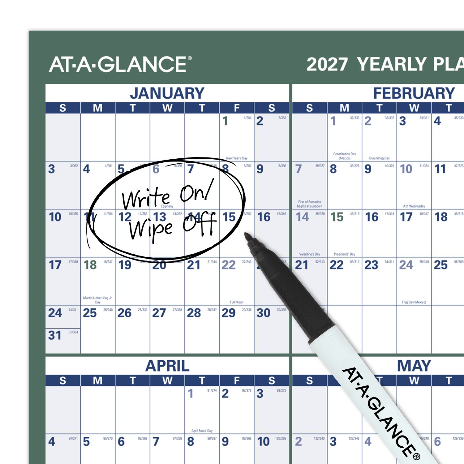 AT-A-GLANCE Vertical Reversible Erasable Academic and Regular Year 2026-2027 Wall Calendar, Large, 36in x 24in - Image 6
