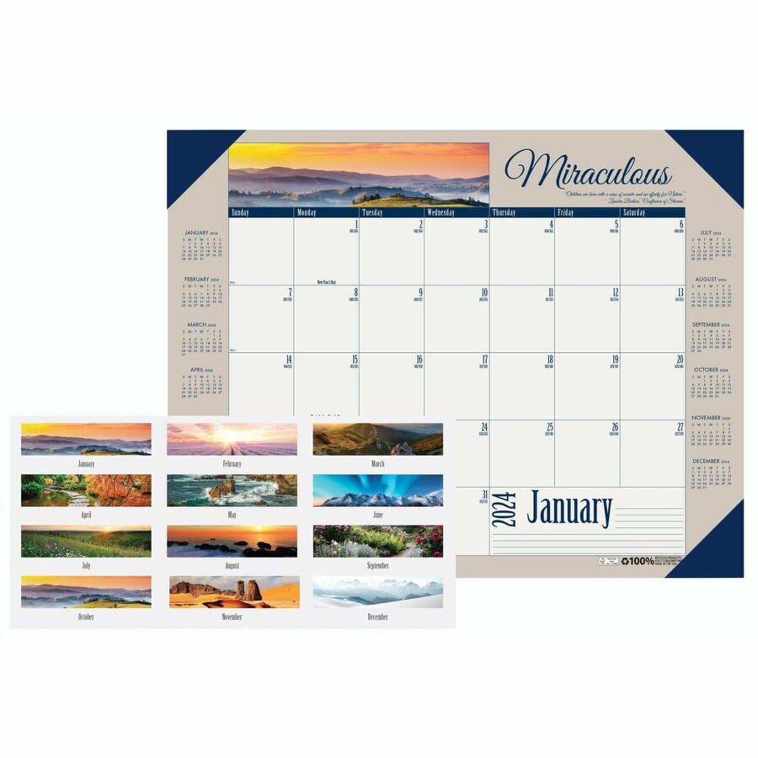 House of Doolittle Earthscapes Motivational Desk Pad - Julian Dates - Monthly- January 2024 - December 2024 - HOD175 - Image 3