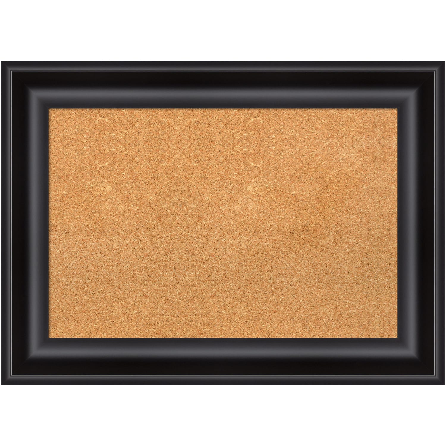 Amanti Art Rectangular Non-Magnetic Cork Bulletin Board, Natural, 30in x 22in, Grand Black Plastic Frame