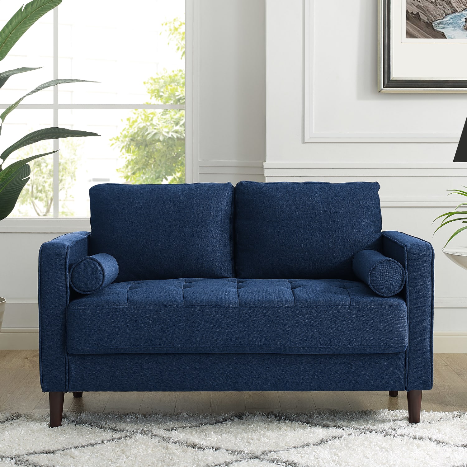 Lifestyle Solutions Lillian Loveseat Navy Blue PopularChairscom