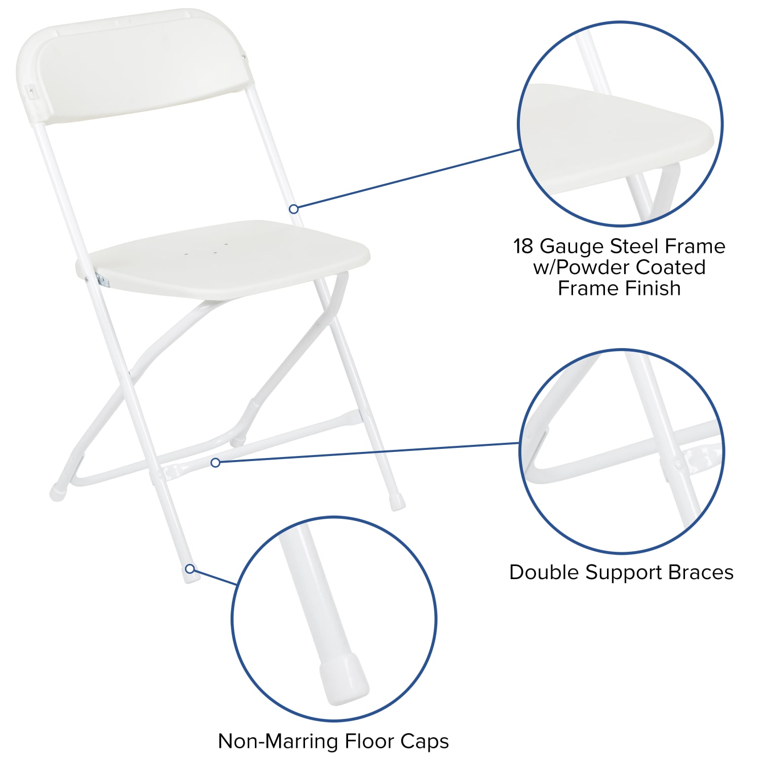 Flash Furniture Portable Tailgate/Event Tent Set-10ftx10ft Wheeled Pop Up Canopy Tent, 6-Foot Bi-Fold Table, 4 Folding Chairs, White - Image 6