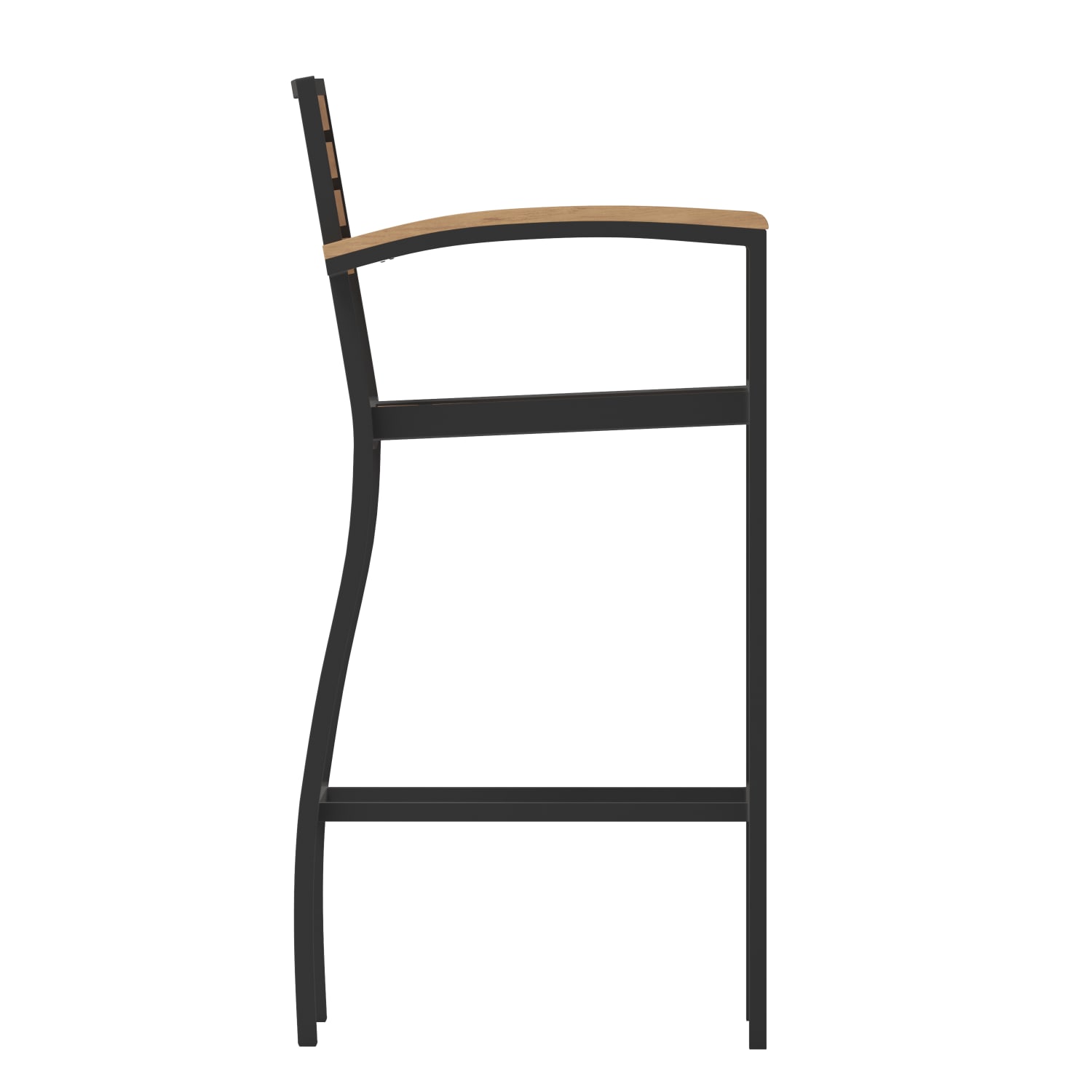 Flash Furniture Lark Commercial-Grade Bar-Height Stool With Back And Arms, Teak/Black - Image 11