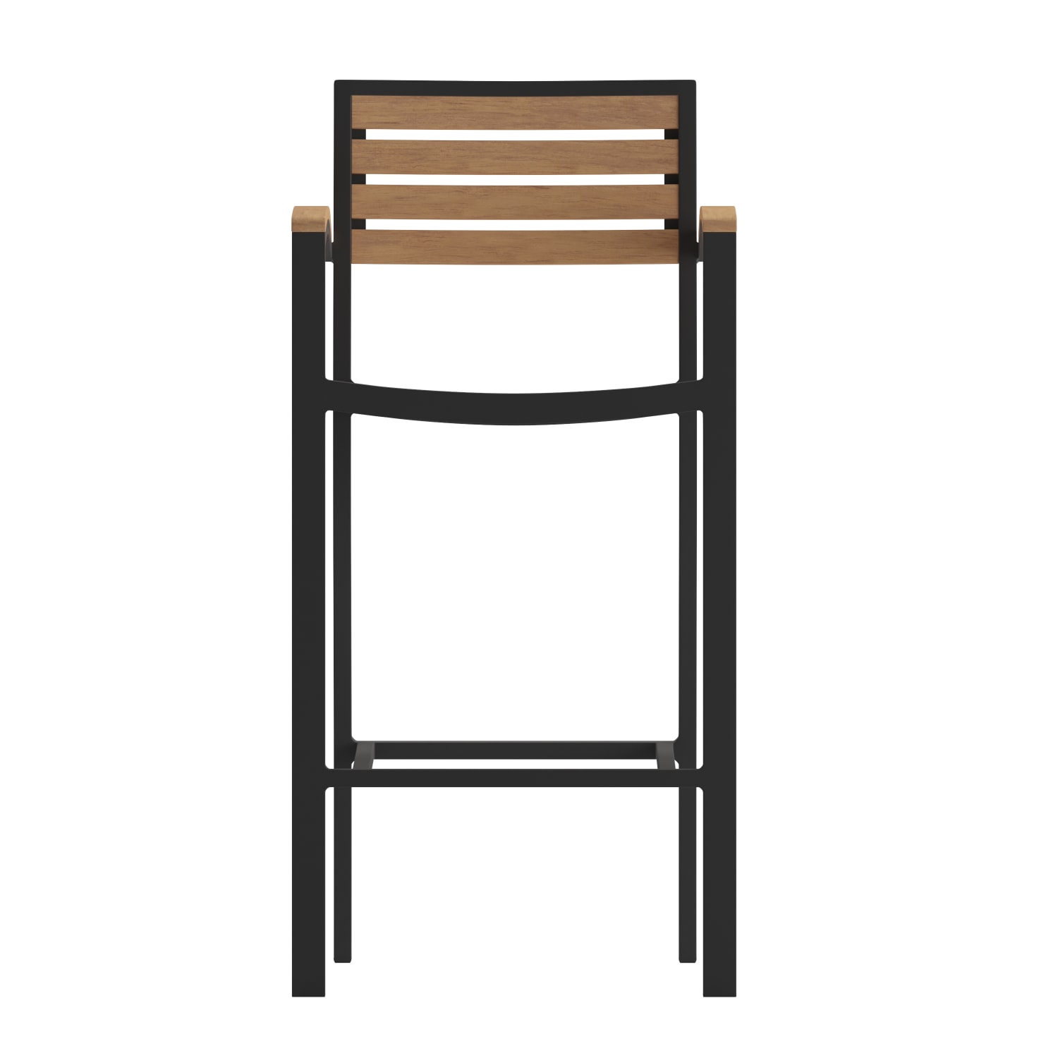 Flash Furniture Lark Commercial-Grade Bar-Height Stool With Back And Arms, Teak/Black - Image 12