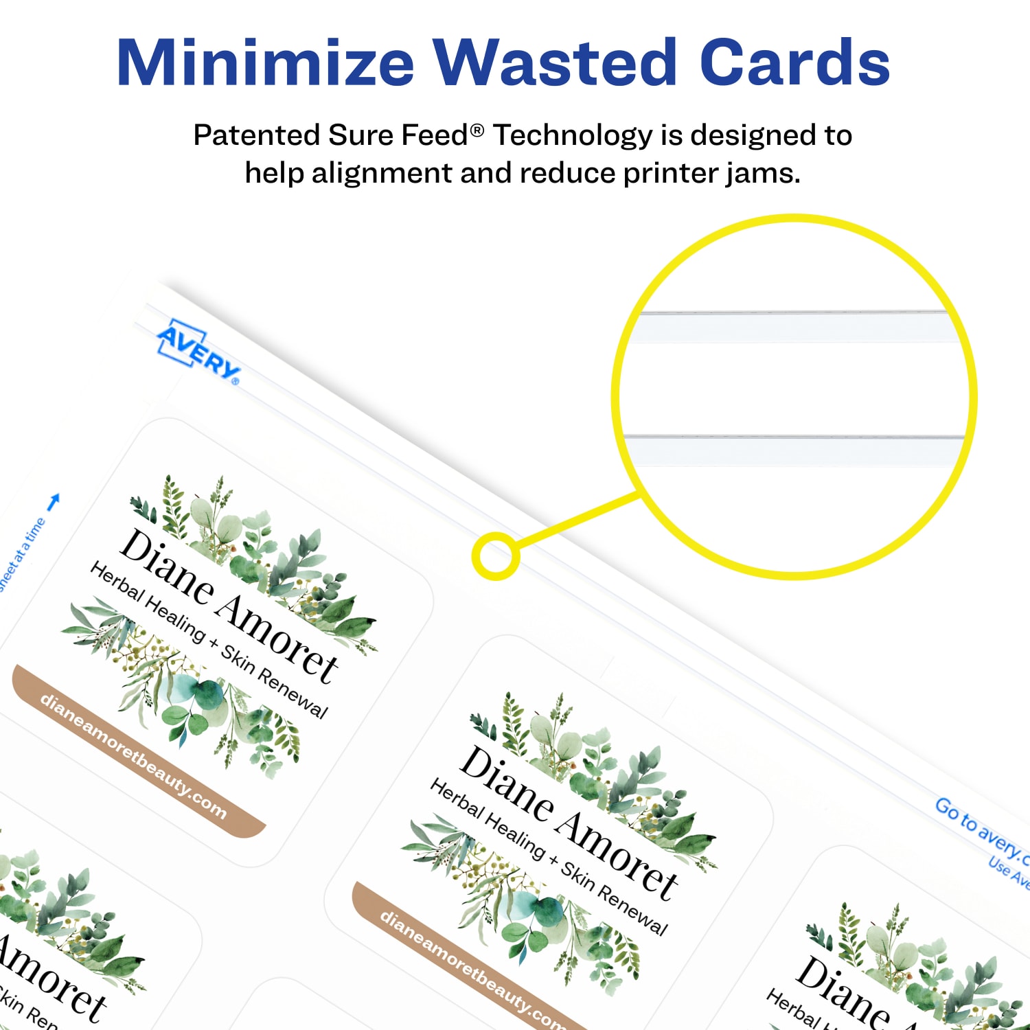 Avery Clean Edge Printable Square Cards With Sure Feed Technology & Rounded Corners, 2.5in x 2.5in, White, 180 Blank Cards For Inkjet Printers - Image 4