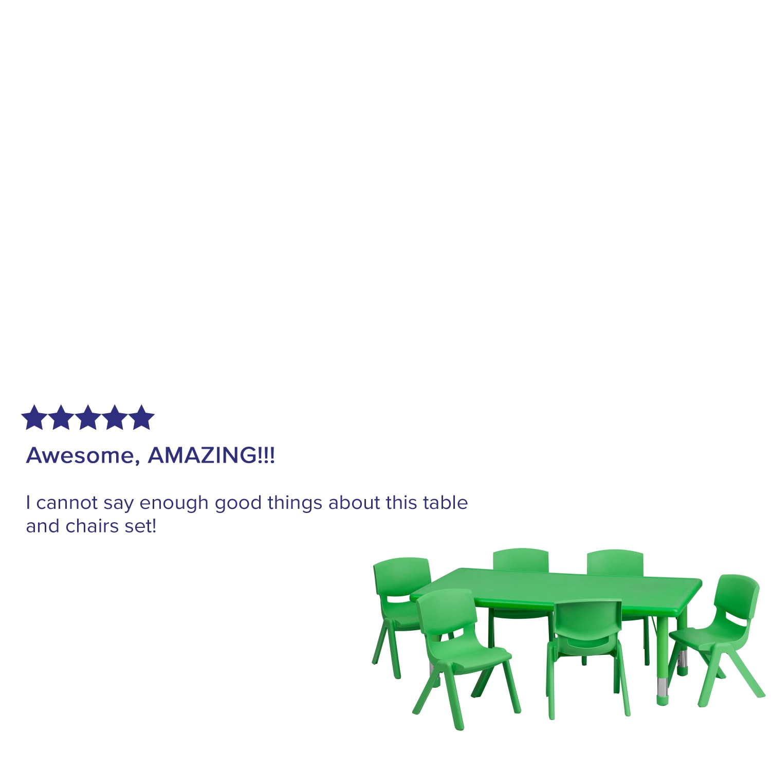 Flash Furniture Plastic Height-Adjustable Rectangular Activity Table with 6 Chairs, 23-1/2inH x 24ft"W x 48ft-d, Green - Image 5