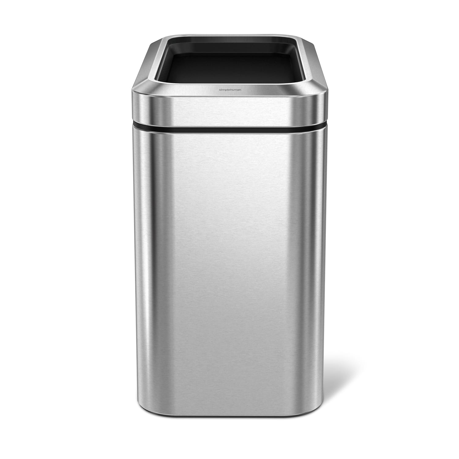 simplehuman Slim Open Top Mini Trash Can, 6.6 Gallons, 15.2inH x 8.7inW x 16.7inD, Rectangular, Brushed Stainless Steel - Image 4