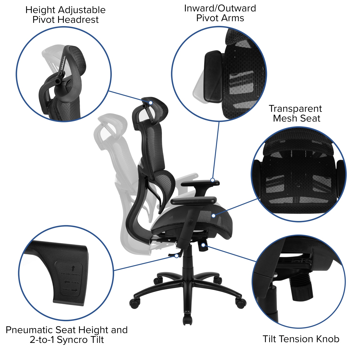 Flash Furniture LO Ergonomic Mesh High-Back Office Chair, Black - Image 6