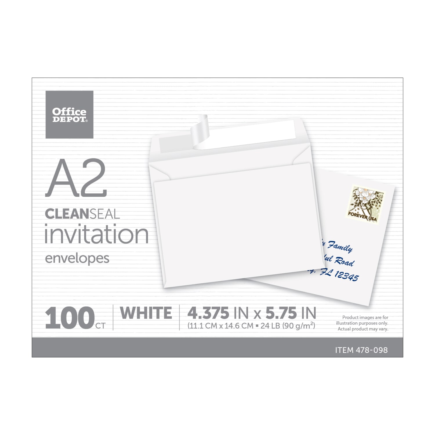 Office Depot Brand Invitation Envelopes, A2, 4-3/8in x 5-3/4in, Clean Seal, White, Box Of 100 - Image 5