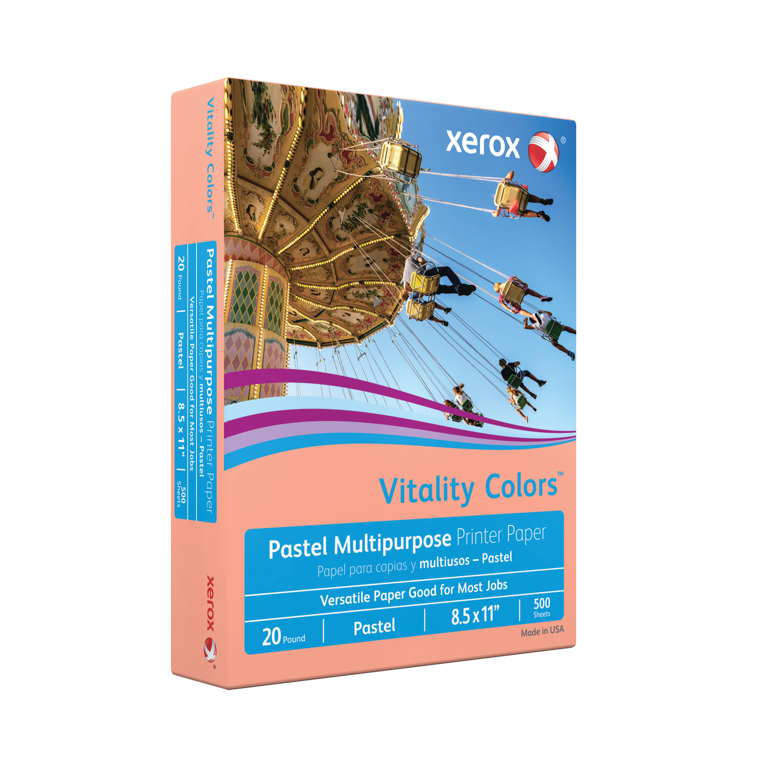 Xerox Vitality Colors Multi-Use Printer & Copy Paper, 1 Ream, Salmon, Letter (8.5in x 11in), 500 Sheets Per Ream, 20 Lb, 30% Recycled - Image 3