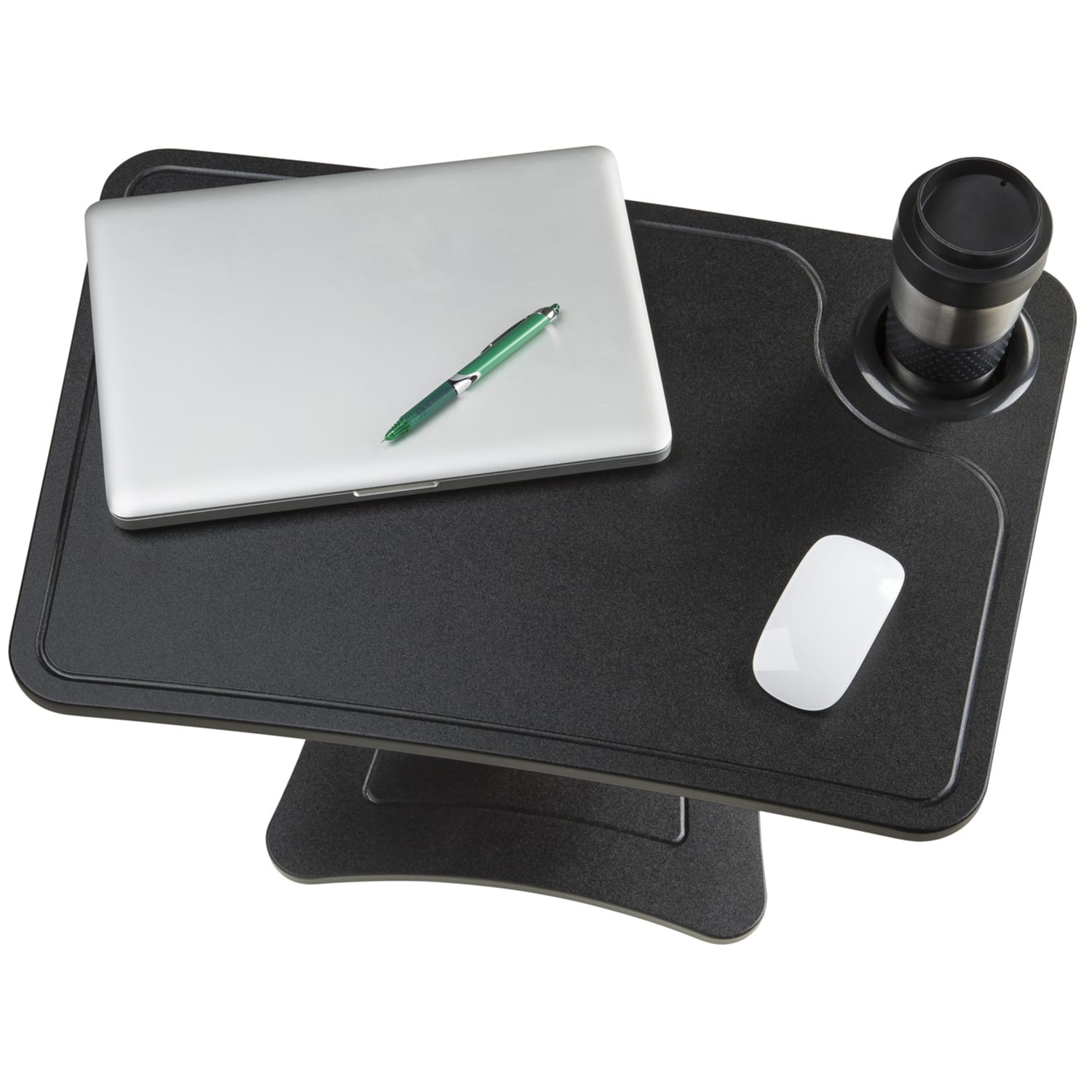 Victor High Rise Collection Height-Adjustable Wood Laptop Stand With Storage Cup, 15-1/2inH x 23-3/4 "W, Black - Image 4