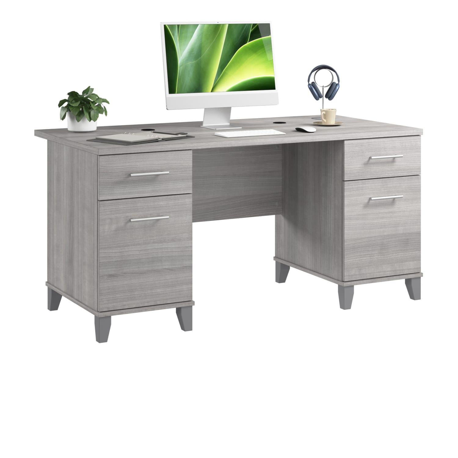 Bush Furniture Somerset 60inW Office Computer Desk, Platinum Gray, Standard Delivery - Image 3