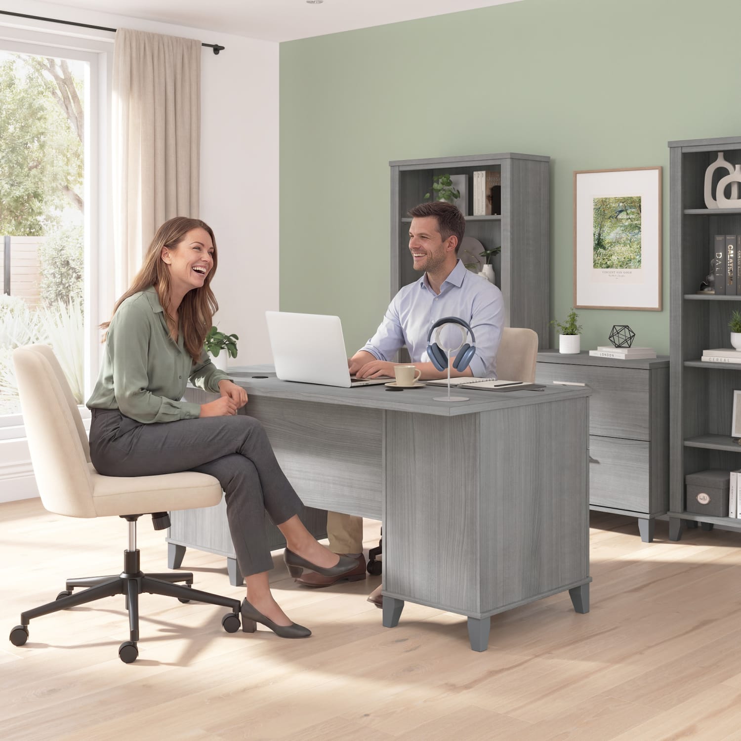 Bush Furniture Somerset 60inW Office Computer Desk, Platinum Gray, Standard Delivery - Image 4