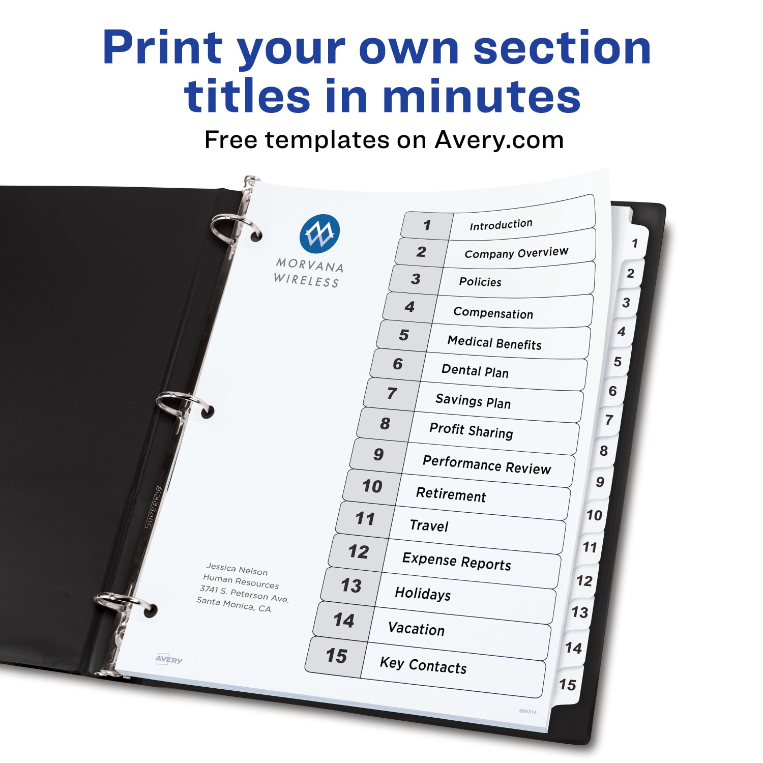 Avery Ready Index 1-15 Tab With Customizable Table Of Contents Dividers, Letter Size, 15 Tab, White, 1 Set - Image 3