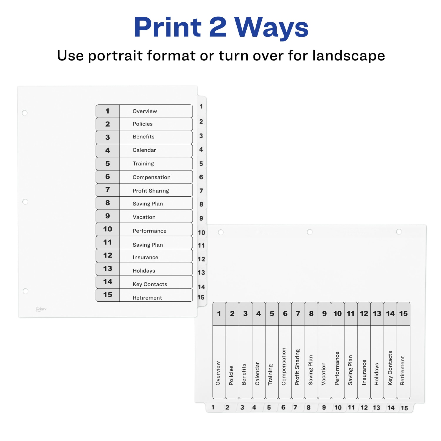Avery Ready Index 1-15 Tab With Customizable Table Of Contents Dividers, Letter Size, 15 Tab, White, 1 Set - Image 4