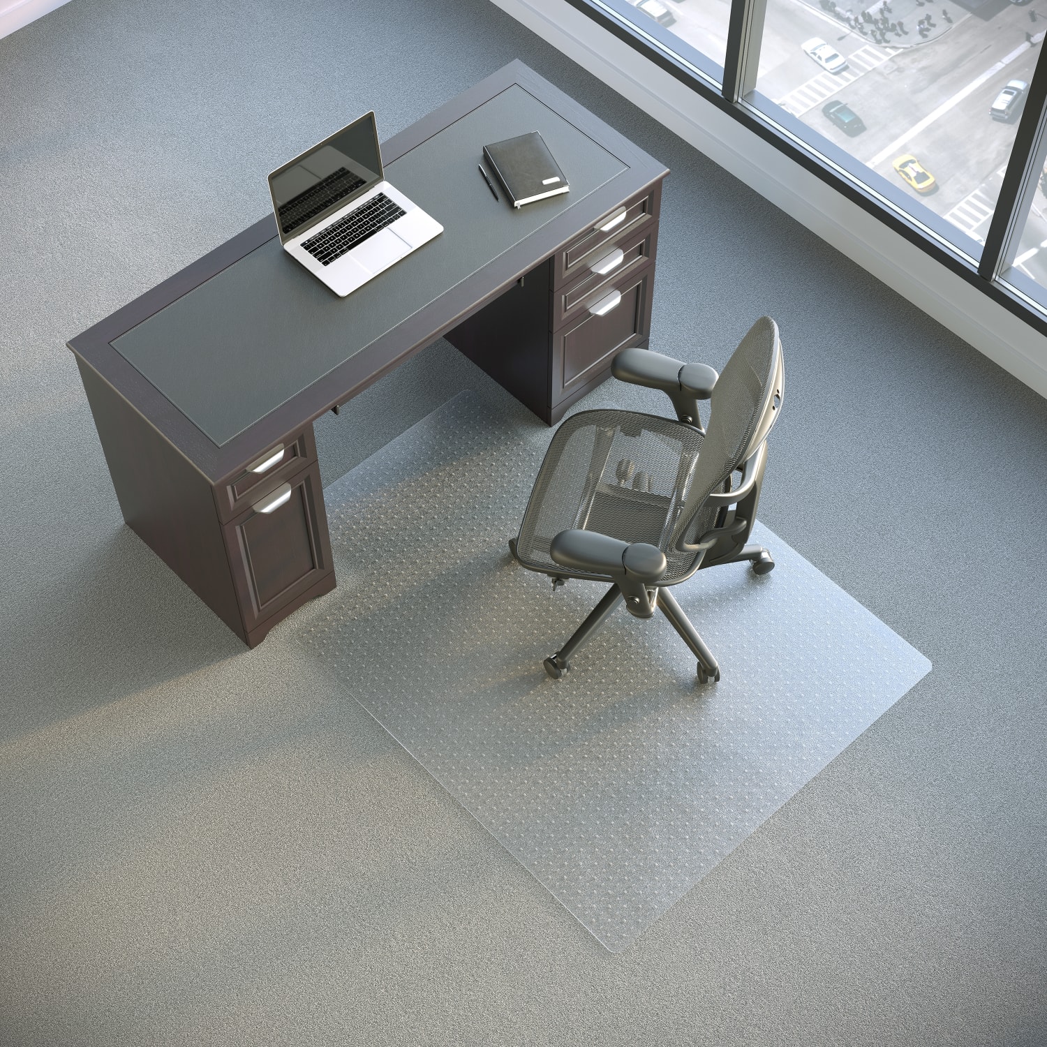 Realspace Advantage Commercial Pile Chair Mat, Wide Lip, 46in x 60in, Clear - Image 3