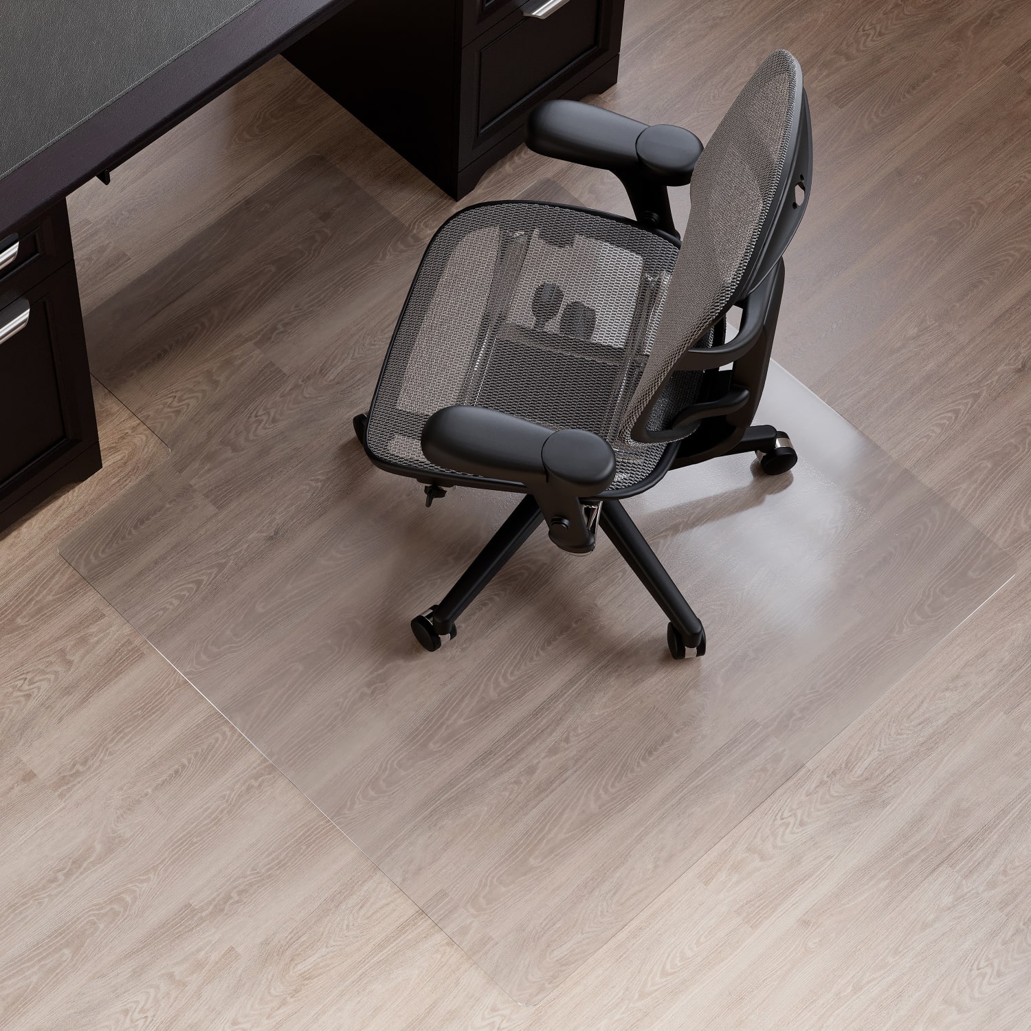 Realspace Hard Floor Chair Mat, Wide Lip, 45in x 53in, Clear, OD76600