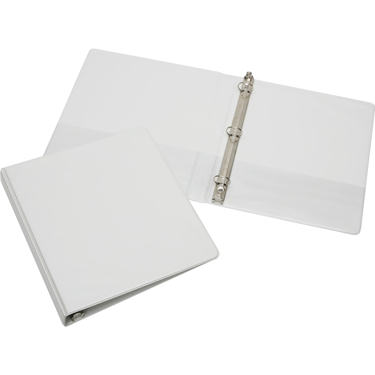 SKILCRAFT Clear Overlay 3-Ring Binder, 1in Round Rings, White (AbilityOne 7510-01-203-4708) - Image 3