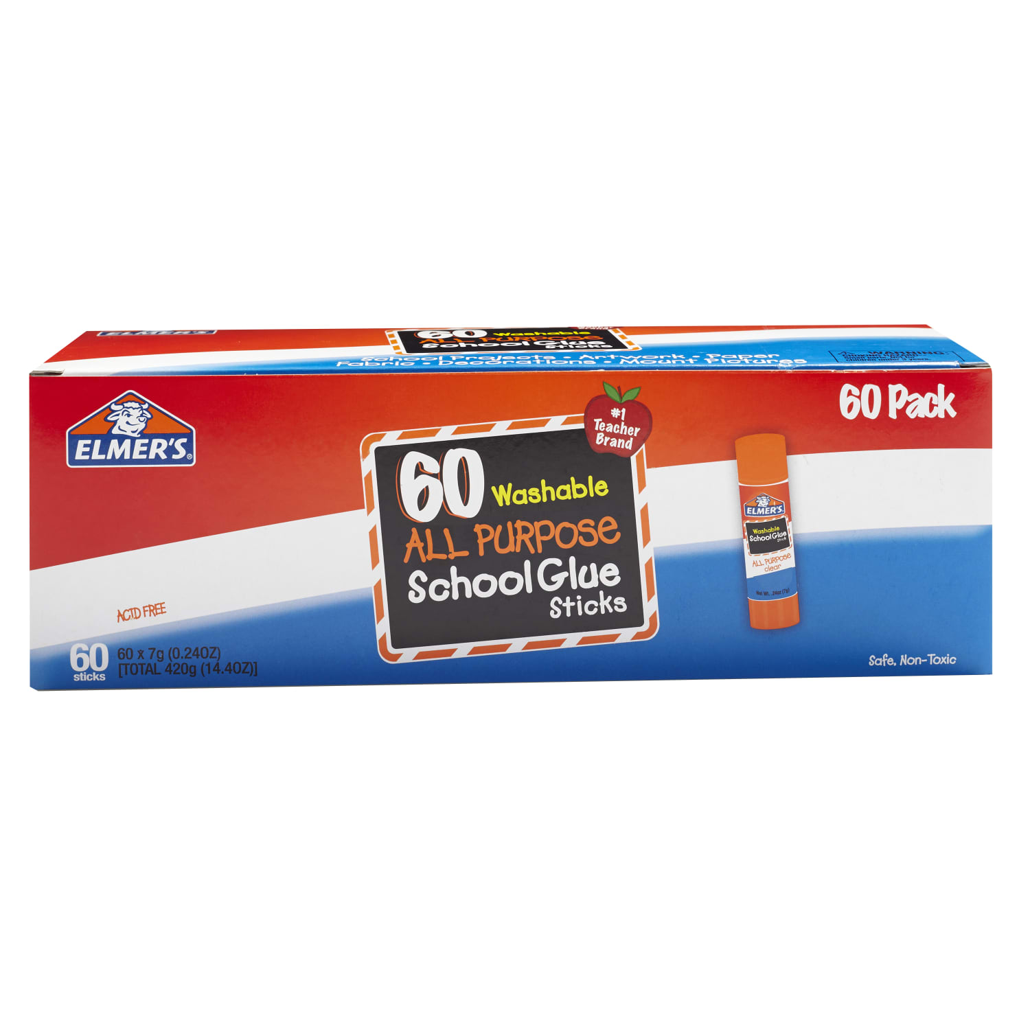 Elmers Glue Stick Classroom Pack, 14.4 Oz, Pack Of 60