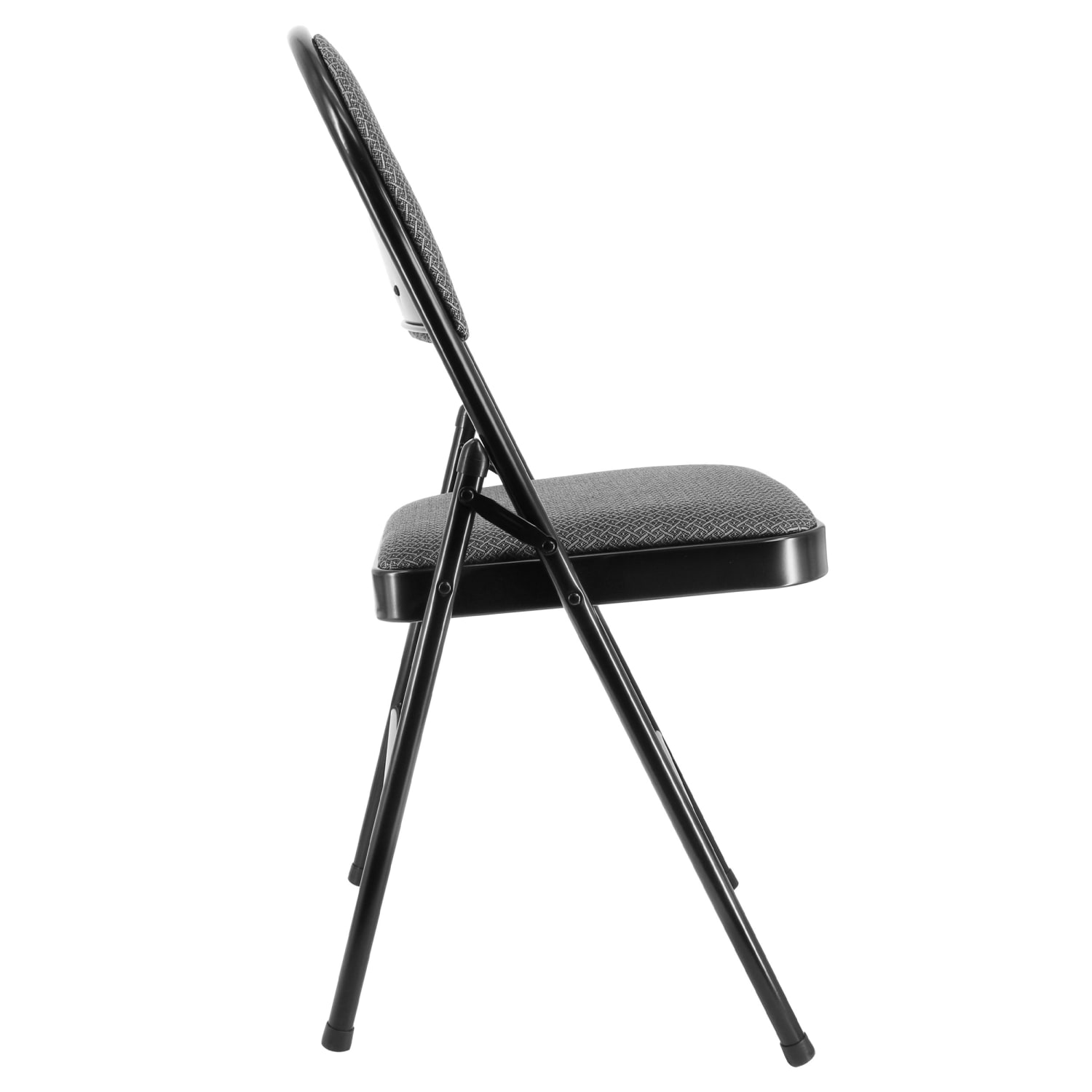Elama Metal Folding Chairs With Padded Seats And Top Handles, Gray, Set Of 4 Chairs - Image 3