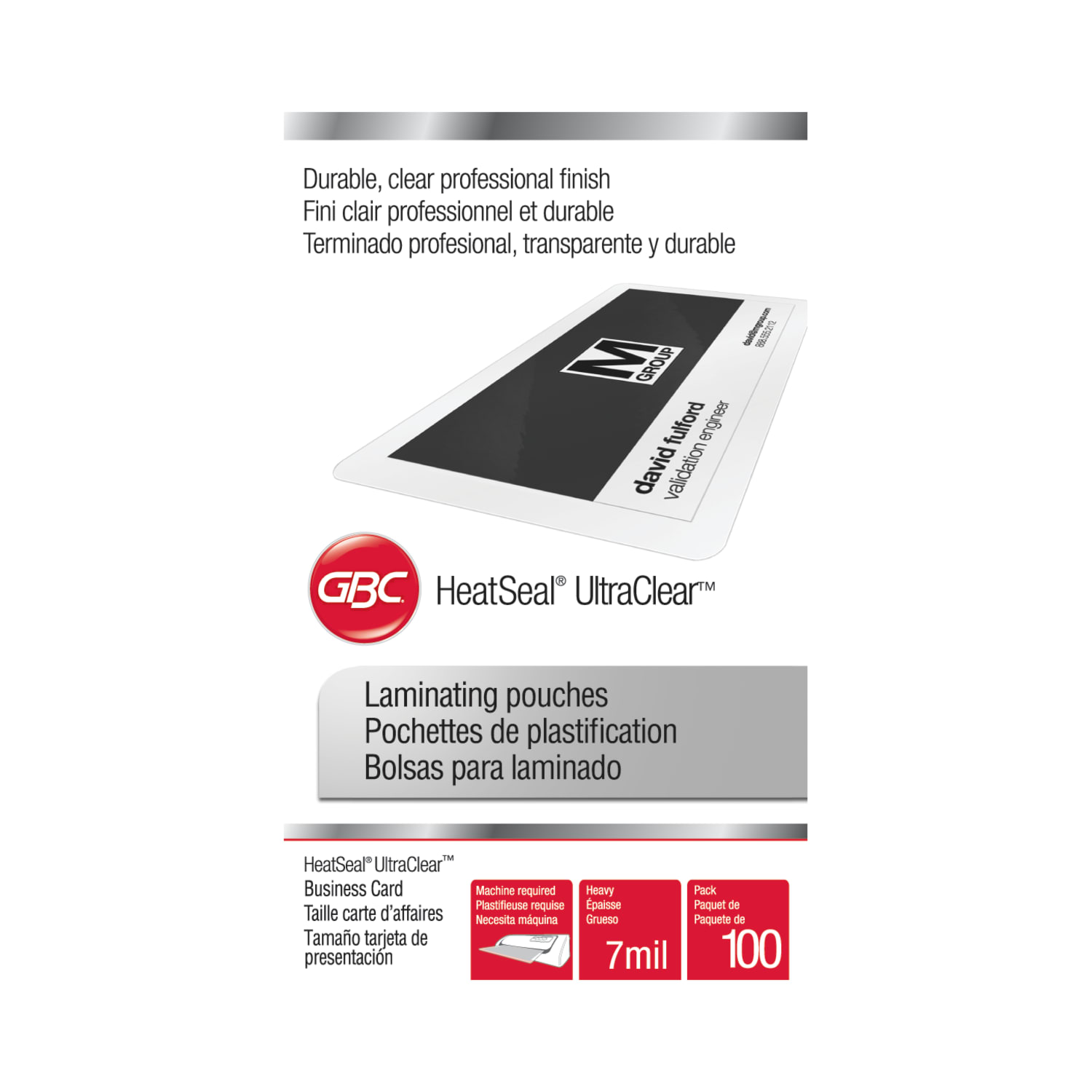GBC UltraClear Thermal Laminating Pouches, Business Card Size, Pack Of 100 - Image 5