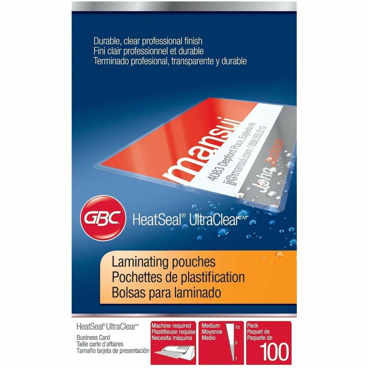 GBC UltraClear Thermal Laminating Pouches, Business Card Size, Pack Of 100 - Image 6