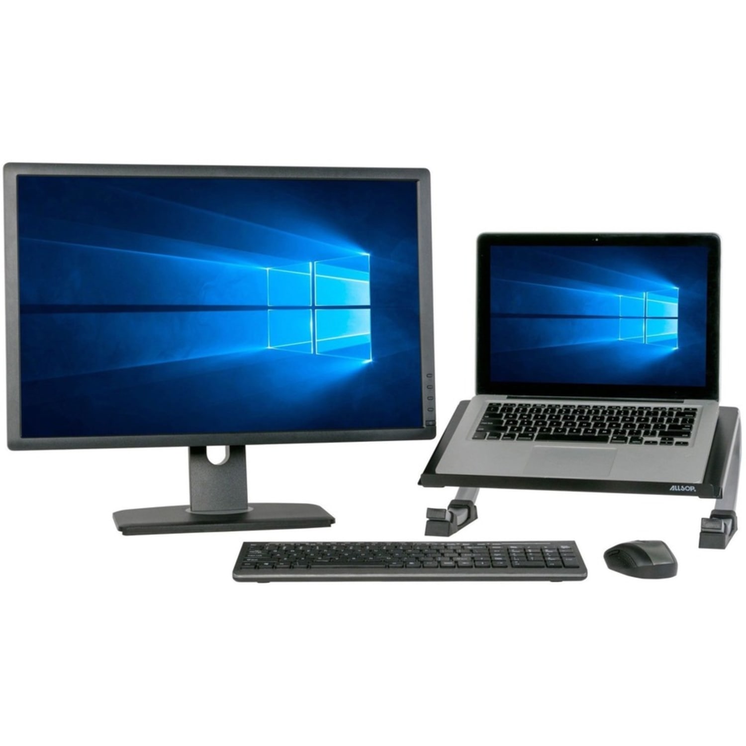 Allsop Redmond Adjustable Curve Laptop Stand, 5inH x 14-3/4inW x 11-1/2inD, Black/Silver - Image 5